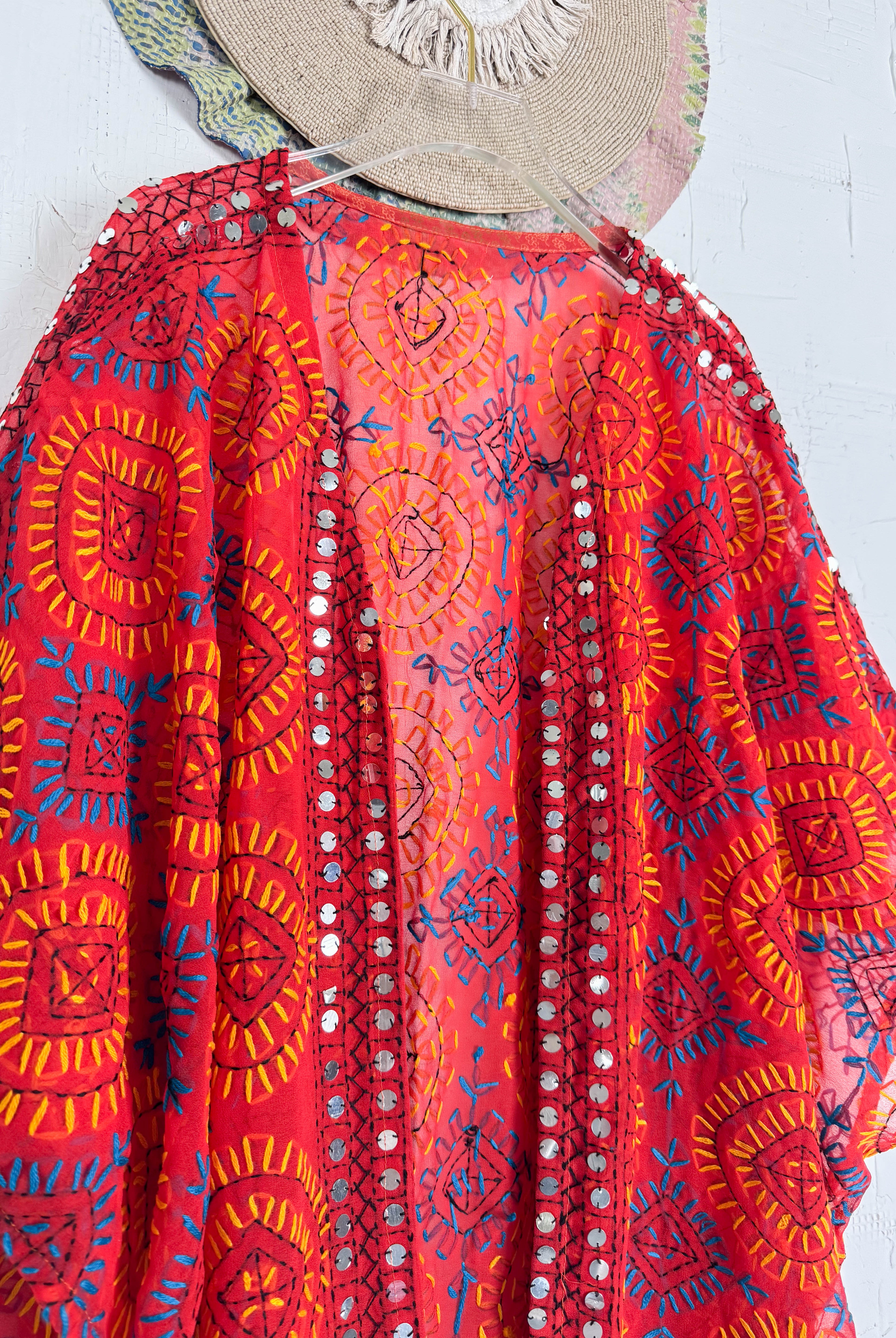 Embroidered floral kimono - Love Protect Sustain