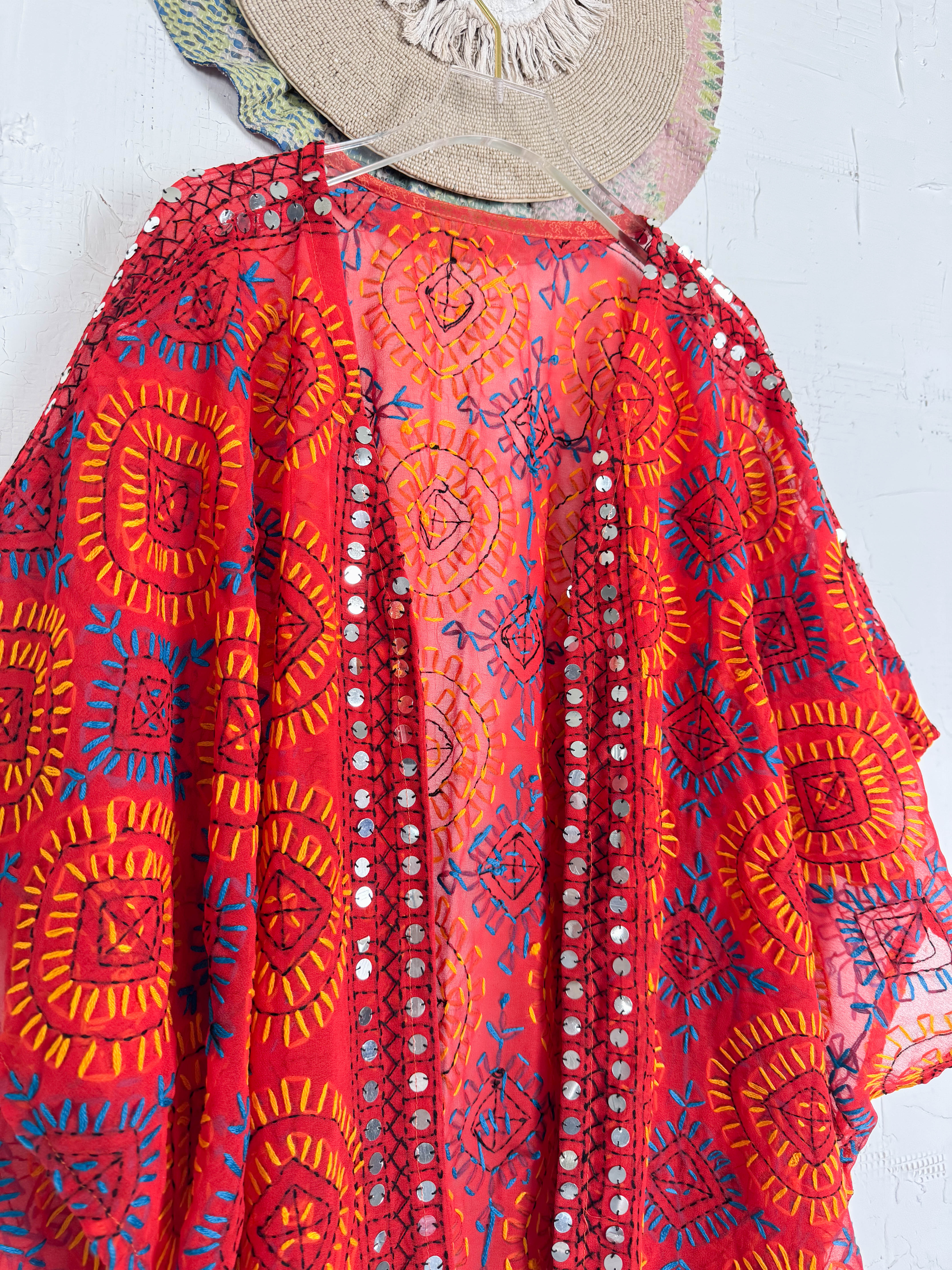 Embroidered floral kimono - Love Protect Sustain