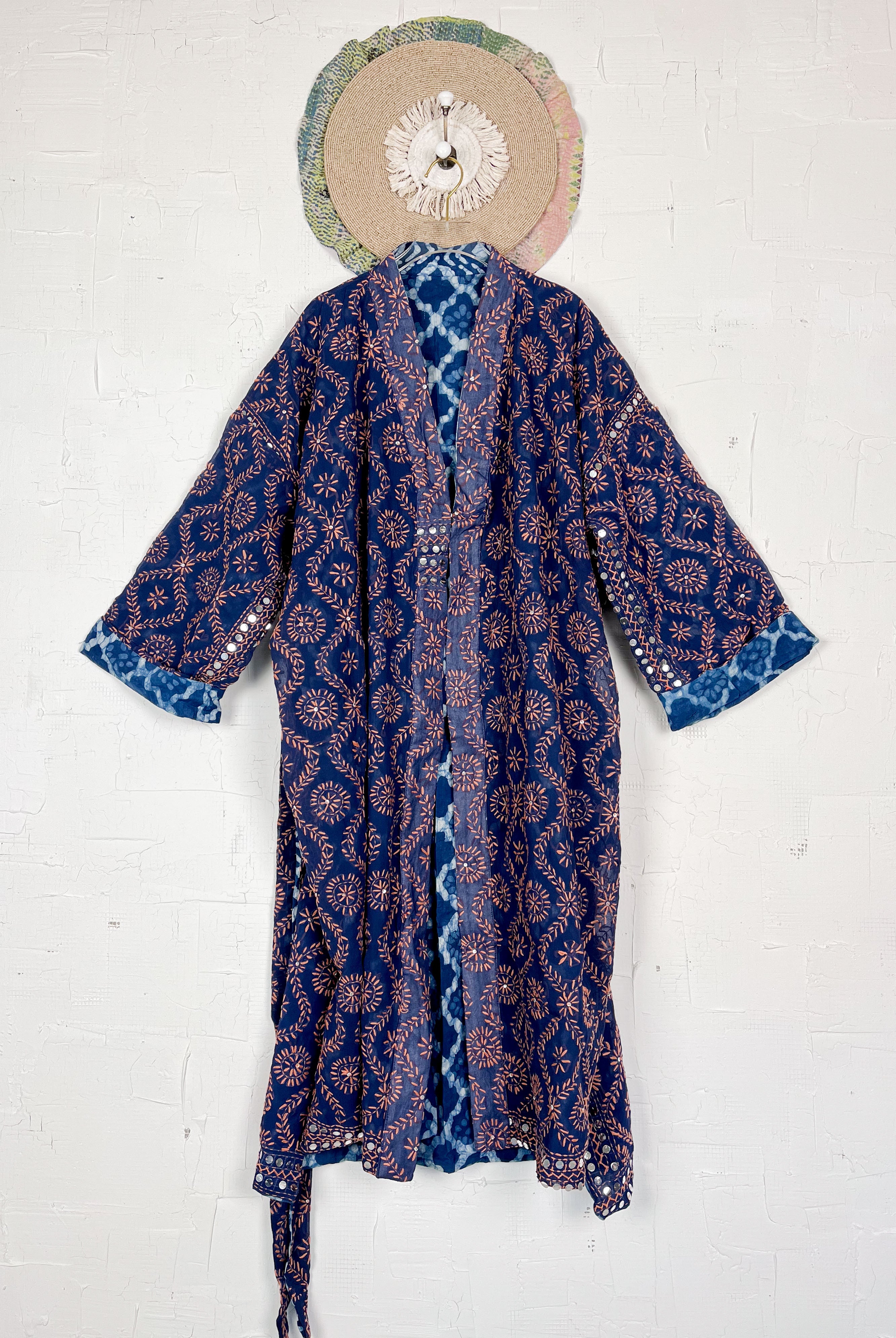 Embroidered kimono robe - Love Protect Sustain