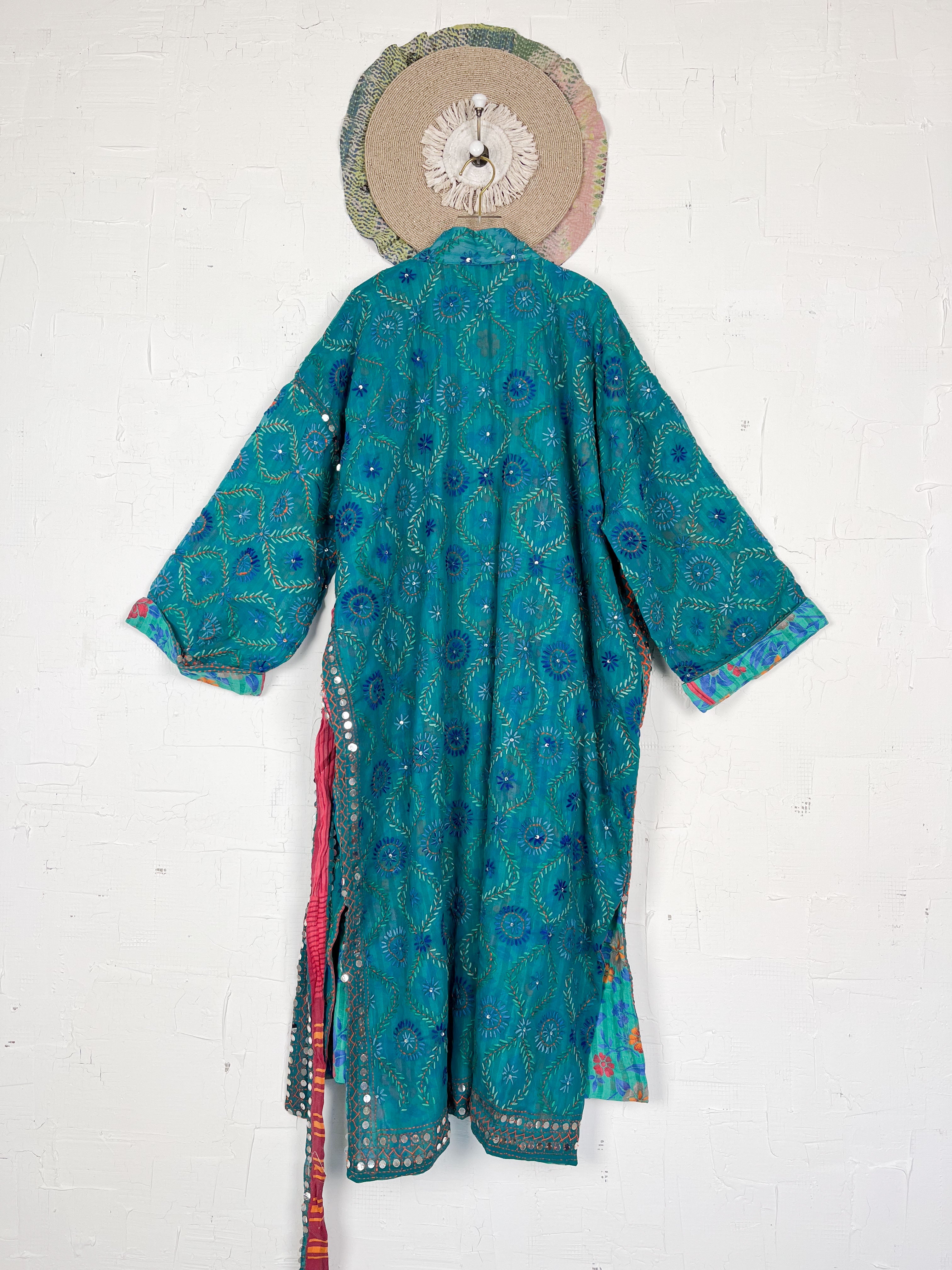 Embroidered kimono robe - Love Protect Sustain