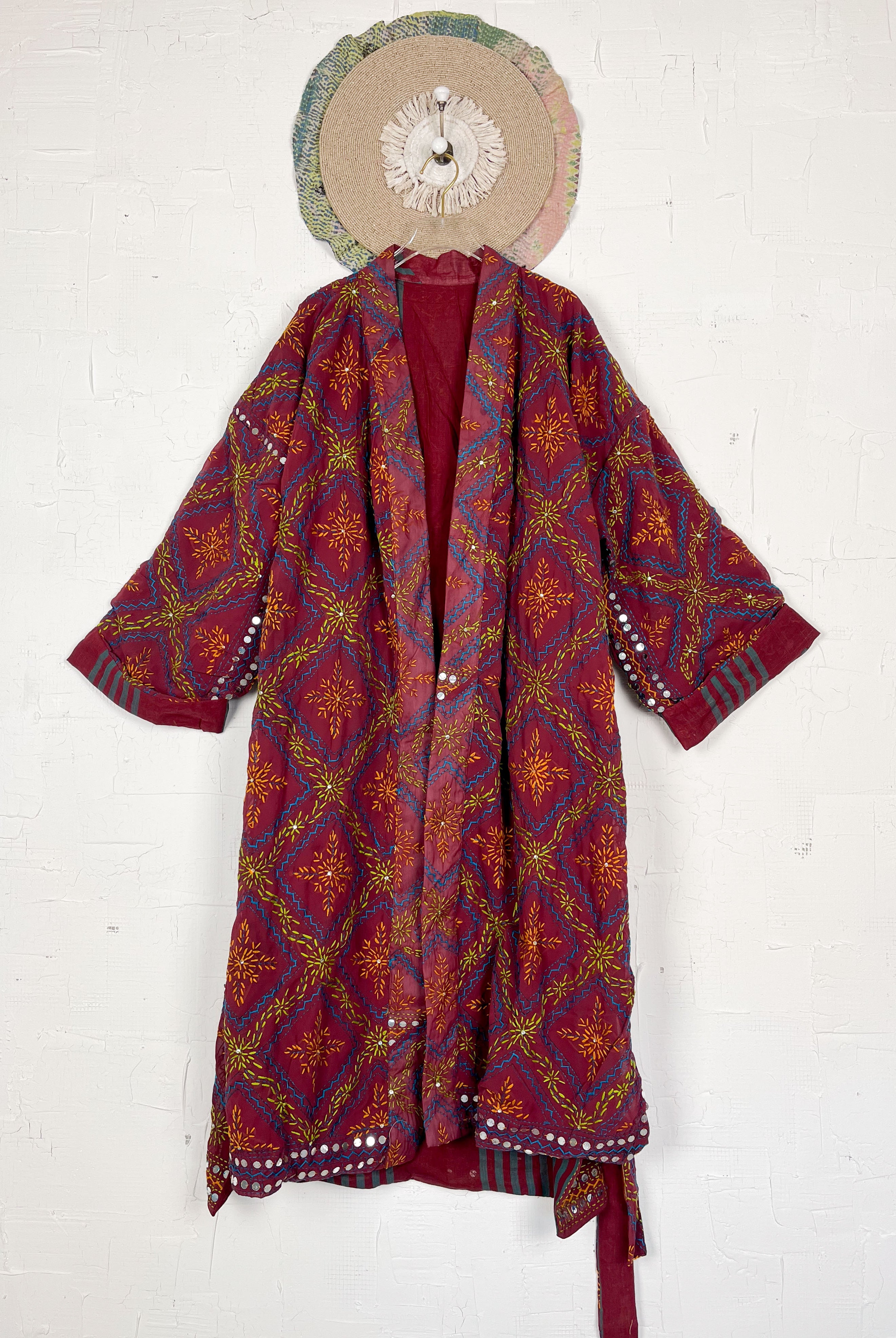 Embroidered kimono robe - Love Protect Sustain