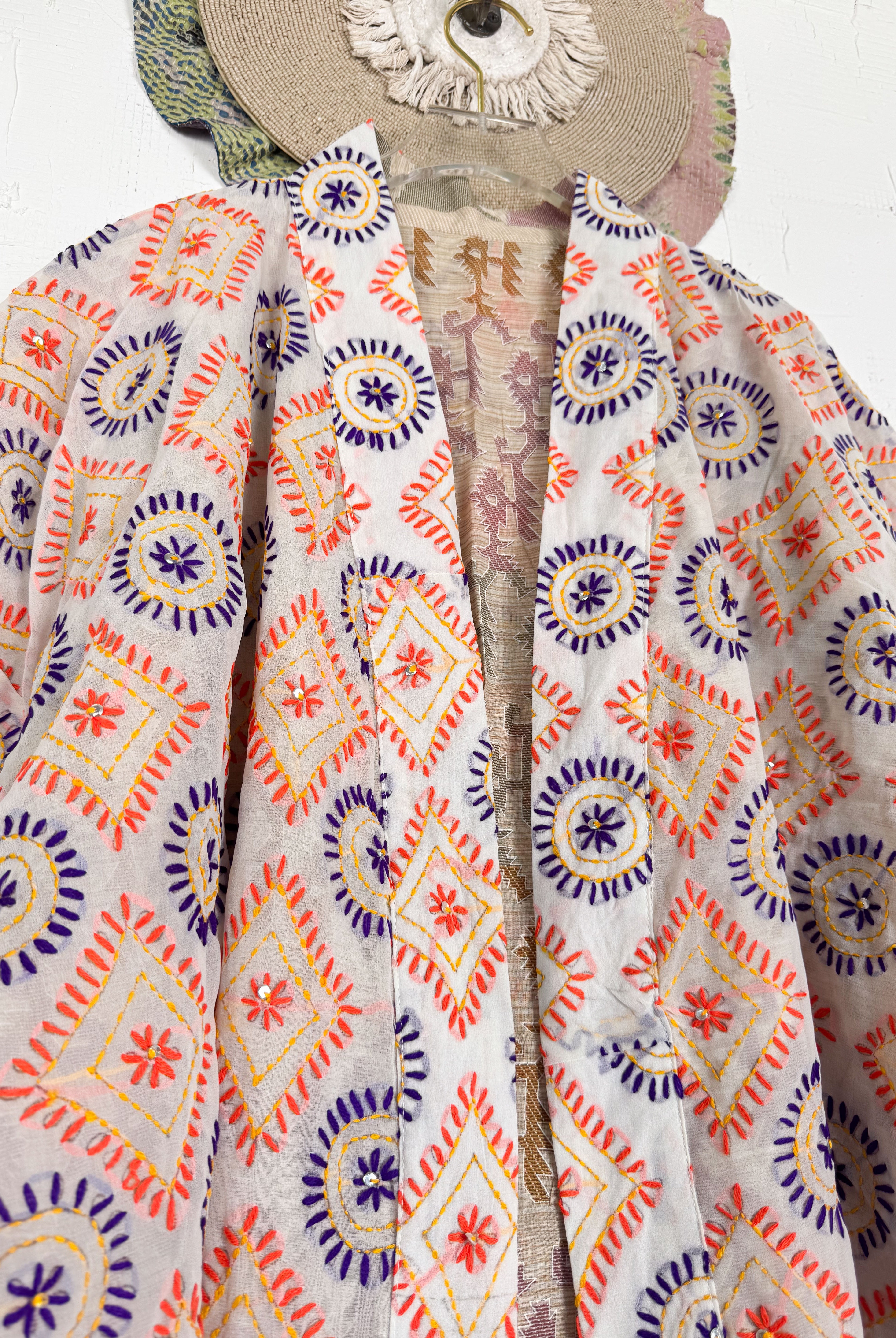Embroidered kimono robe - Love Protect Sustain