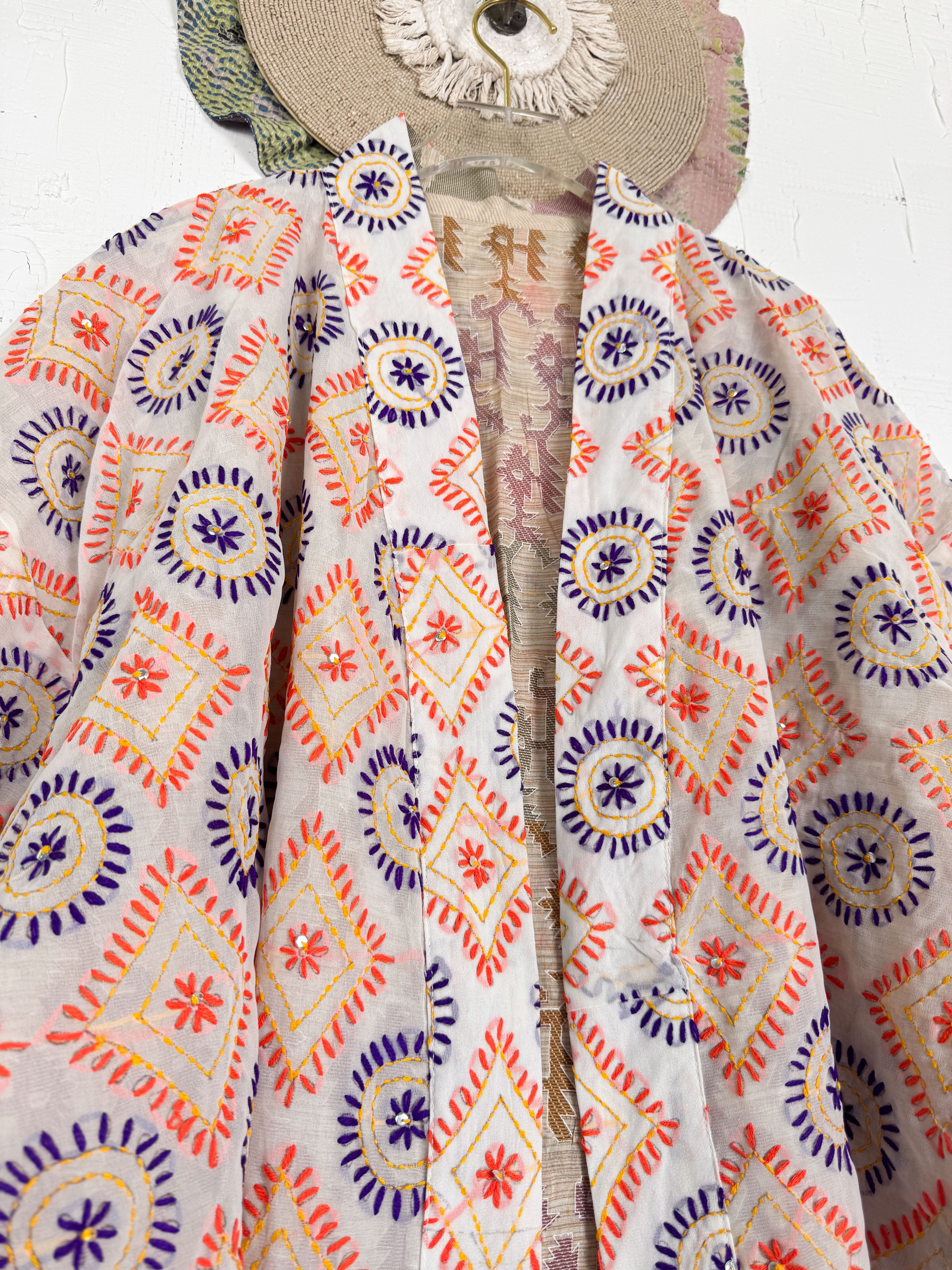 Embroidered kimono robe - Love Protect Sustain