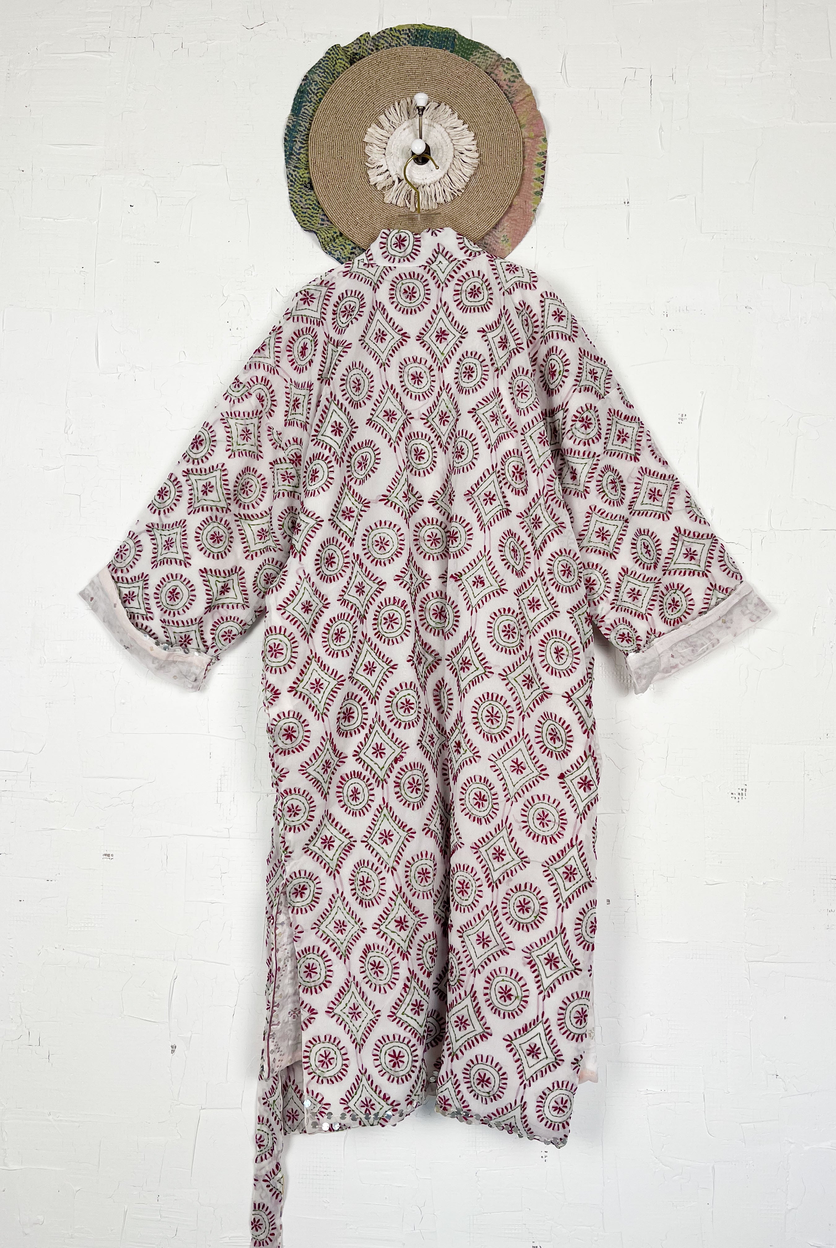 Embroidered kimono robe - Love Protect Sustain