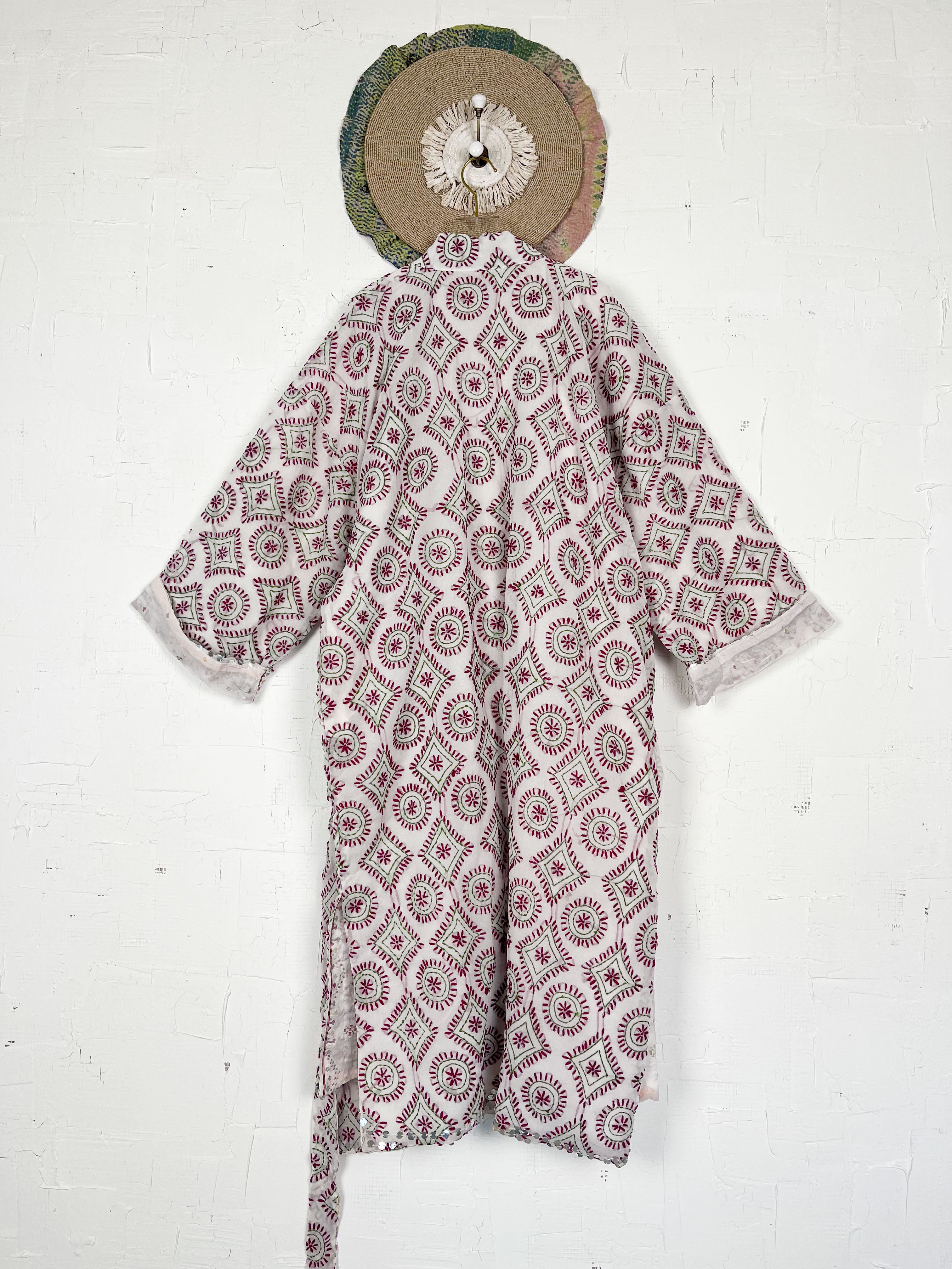 Embroidered kimono robe - Love Protect Sustain