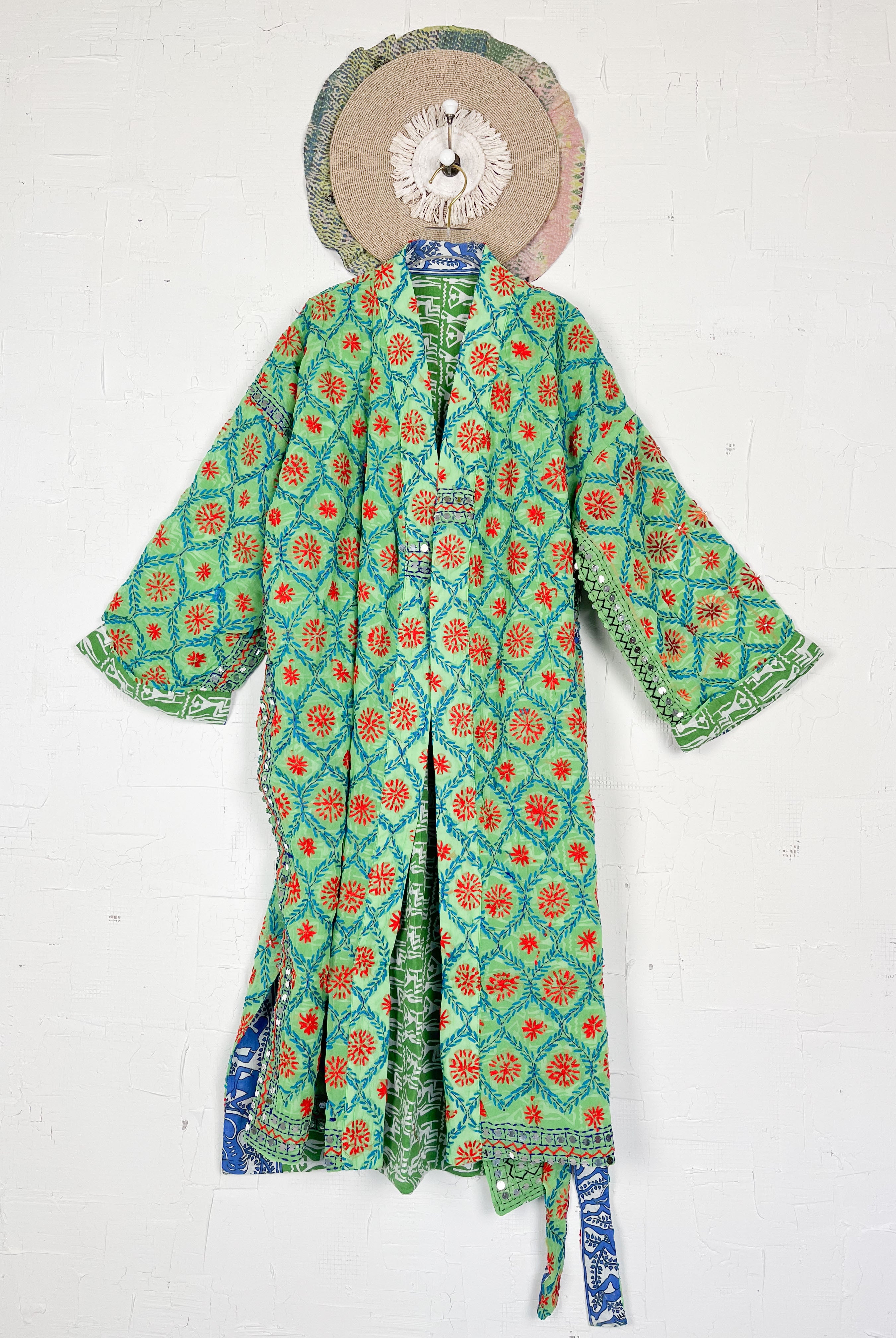 Embroidered kimono robe - Love Protect Sustain