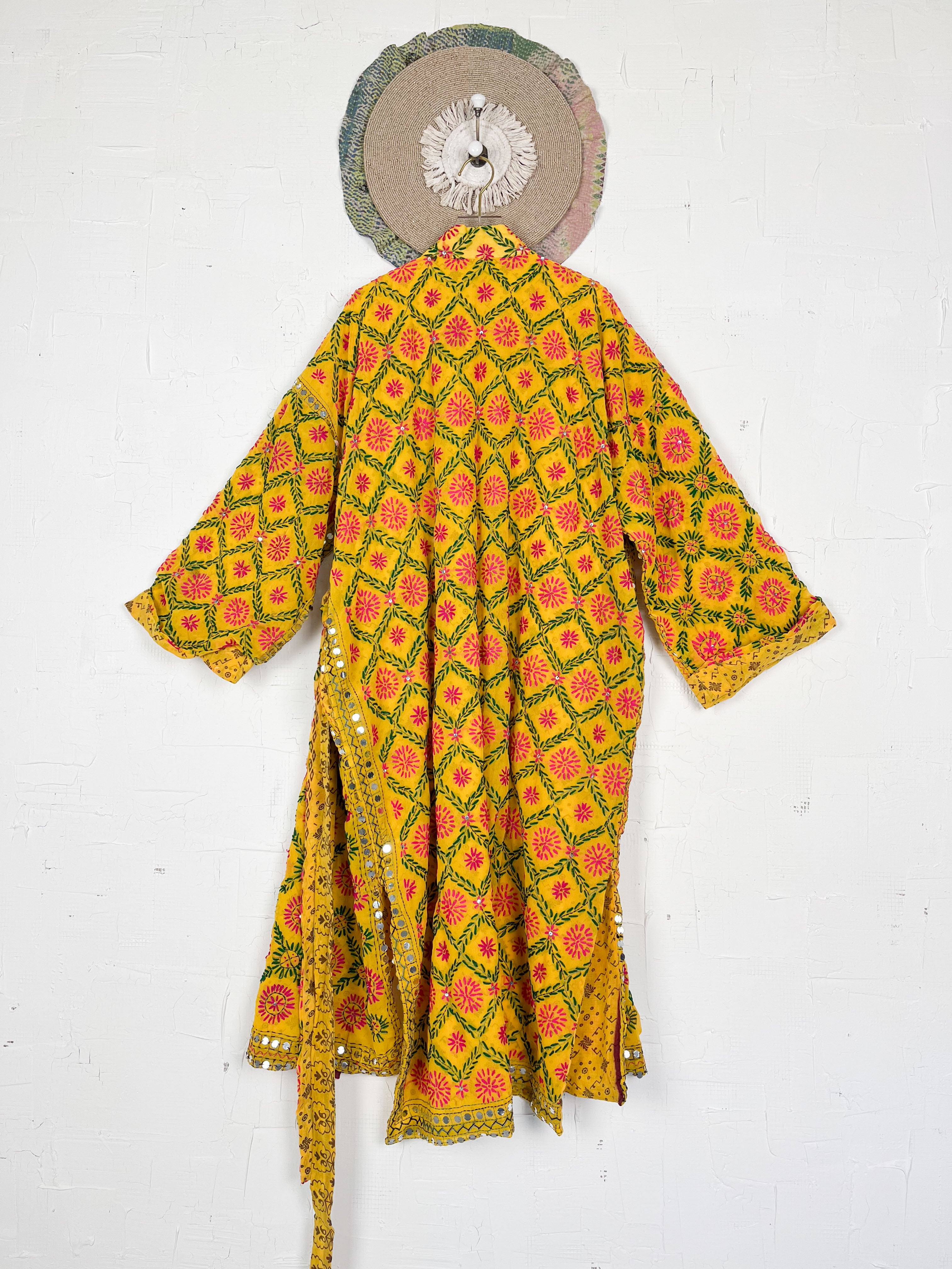 Embroidered kimono robe - Love Protect Sustain