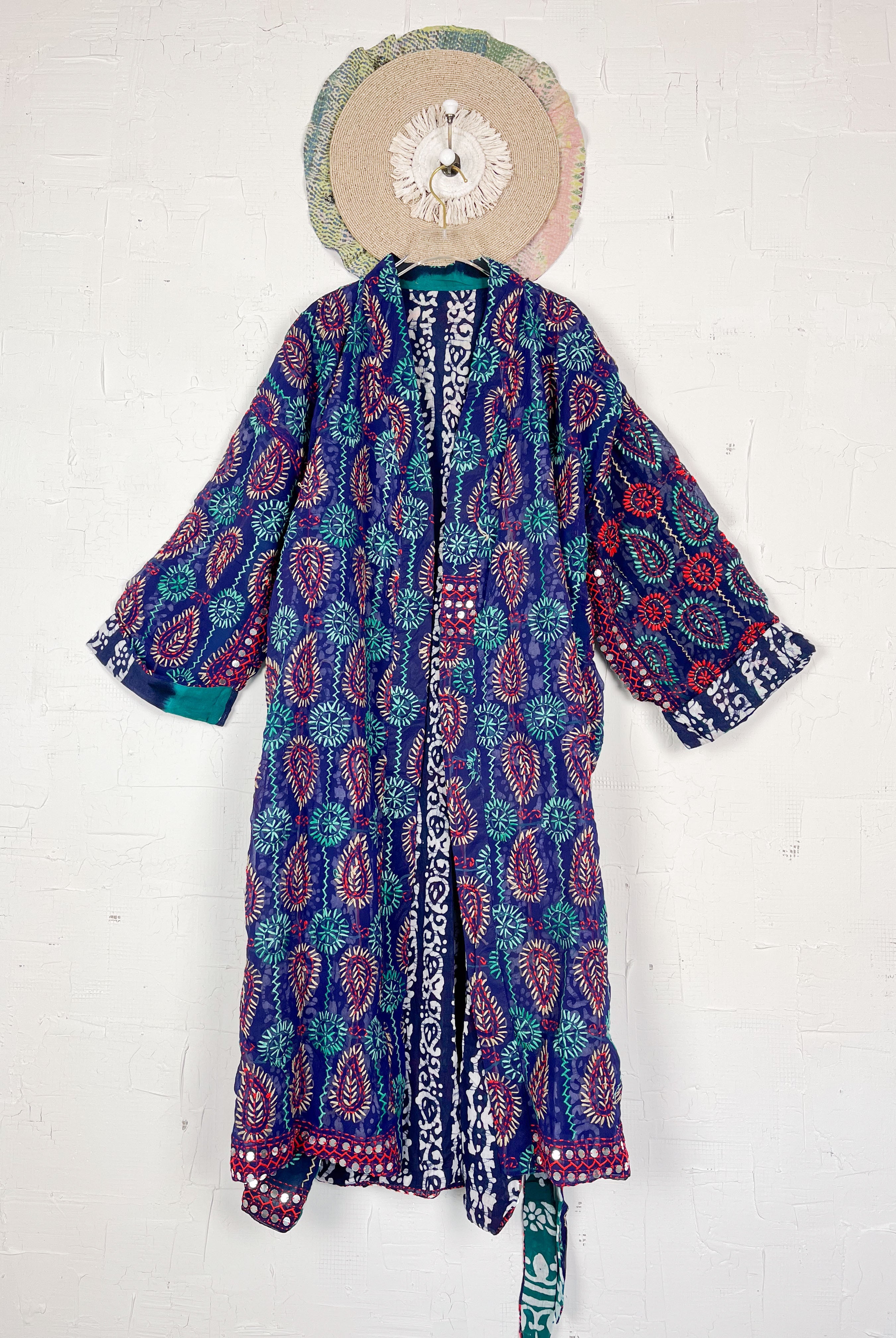 Embroidered kimono robe - Love Protect Sustain
