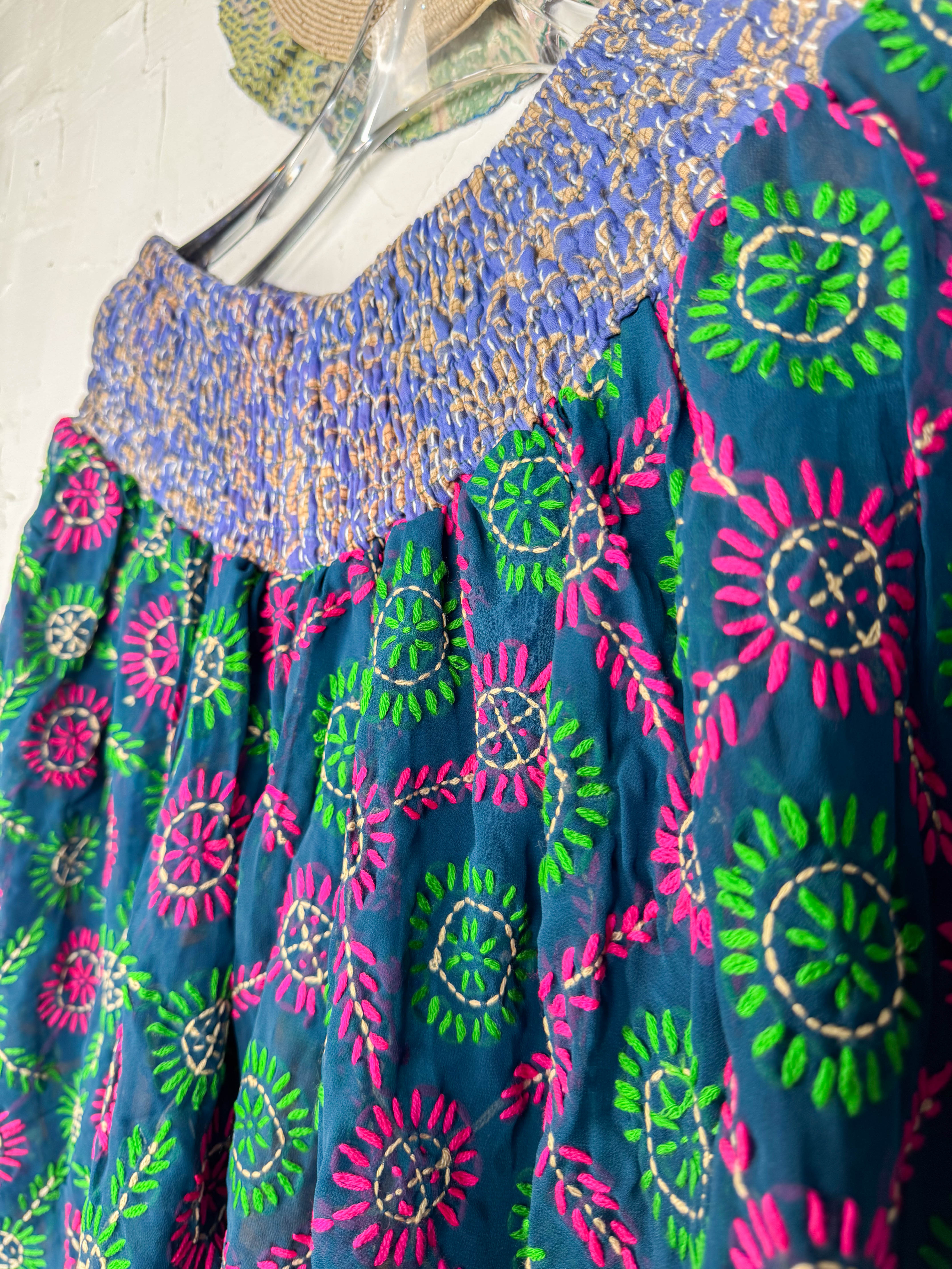 Embroidered pants for spiritual connection- Love Protect Sustain