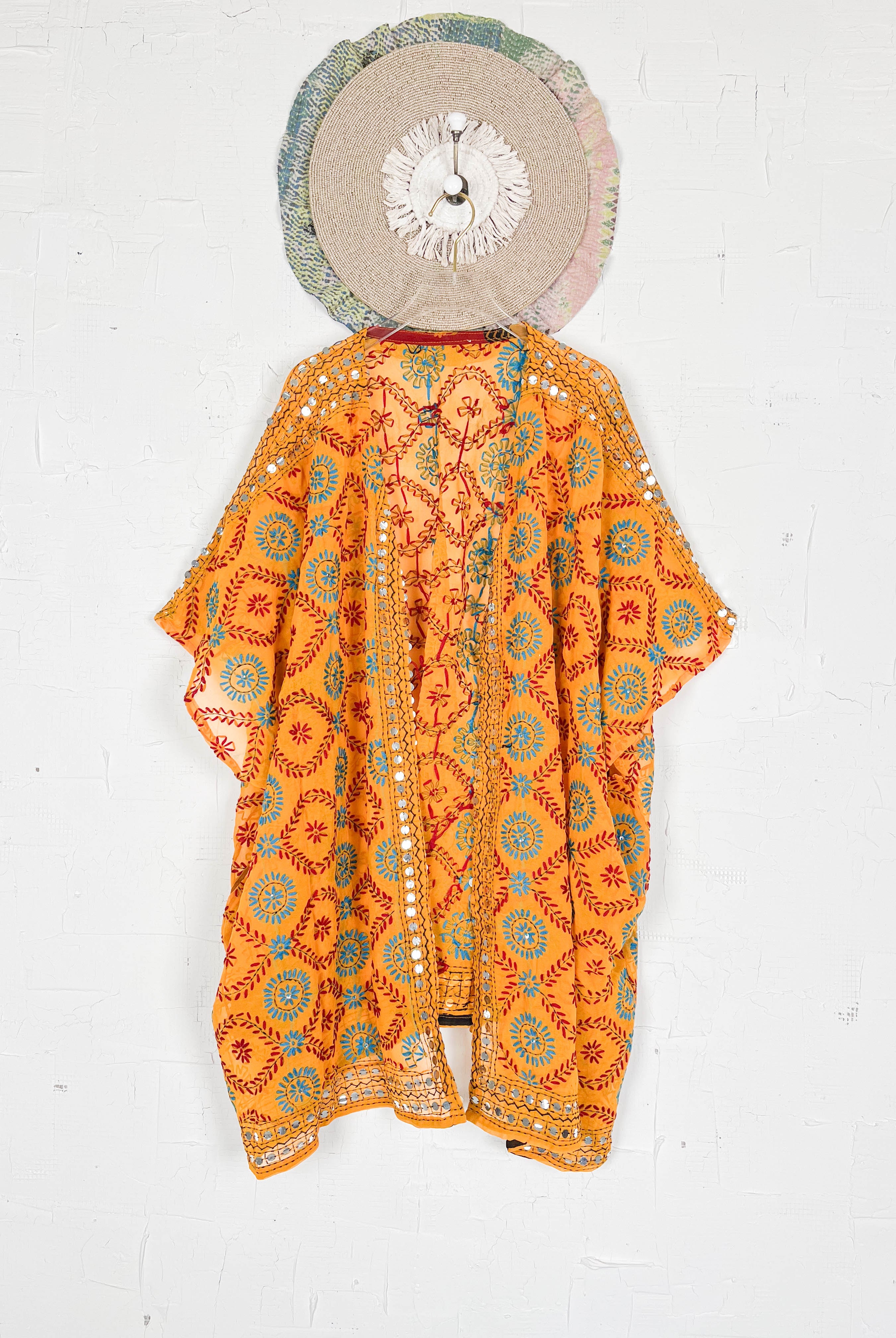 Embroidered sheer robe - Love Protect Sustain