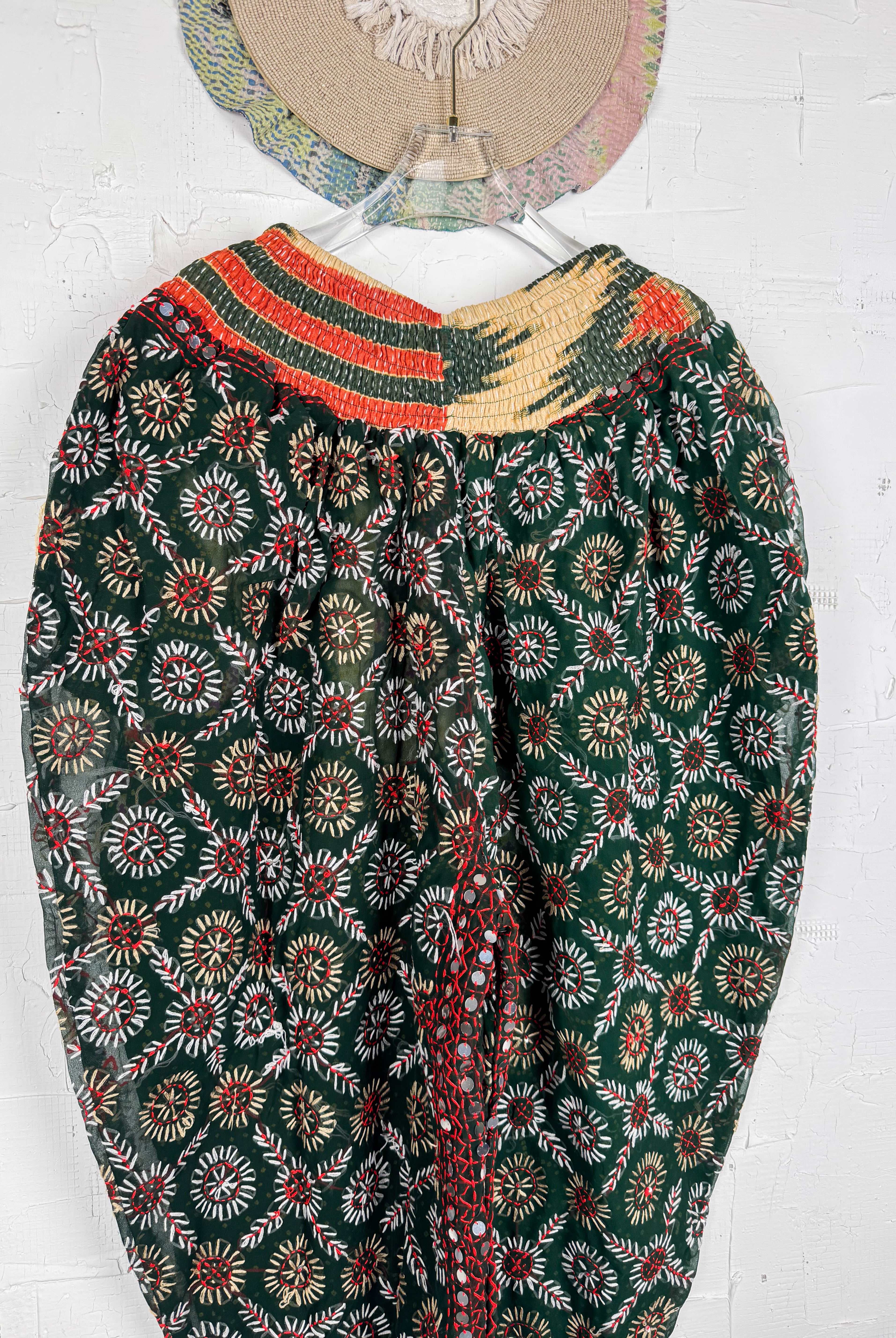 Ethnic print embroidered pants- Love Protect Sustain