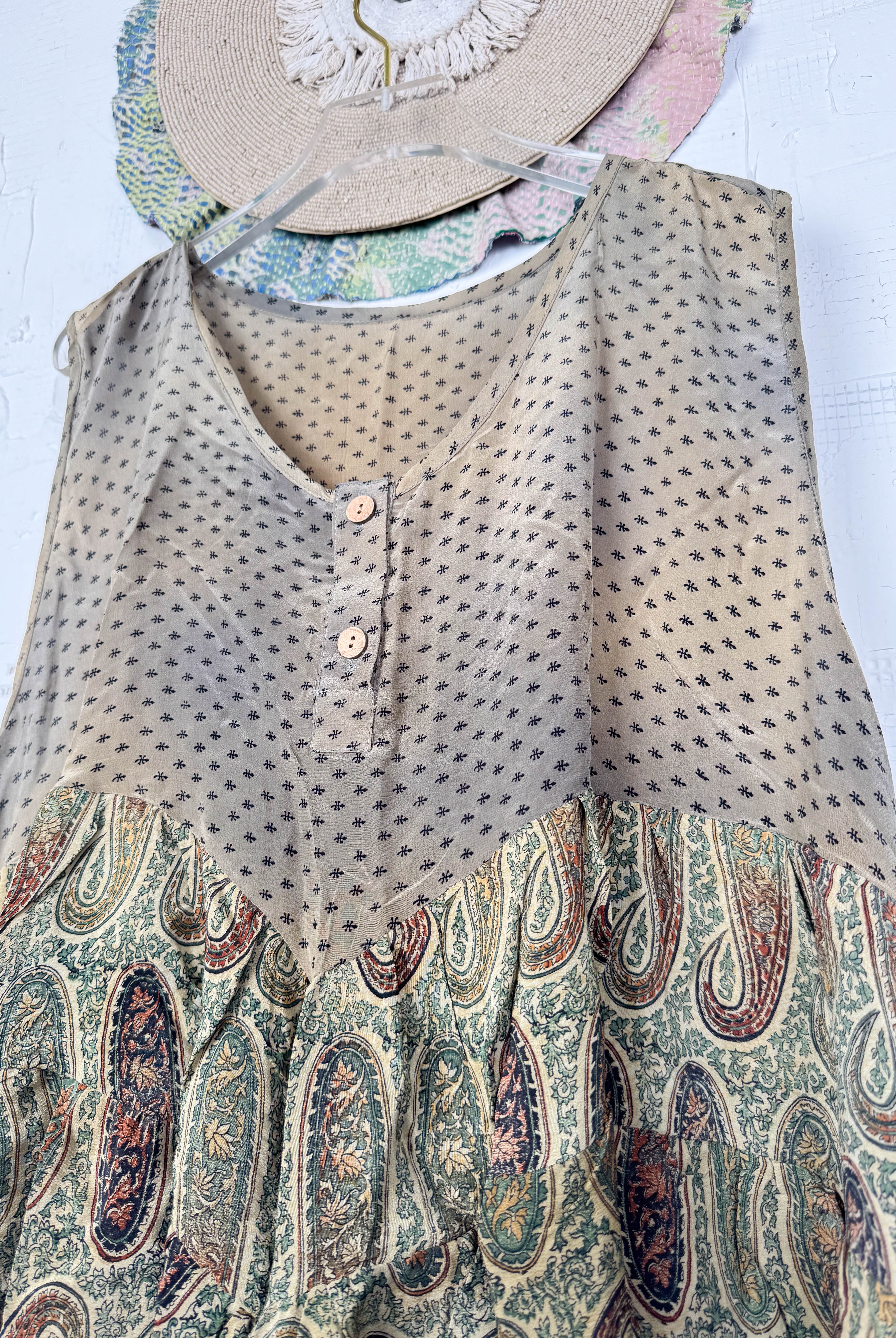 Festival style silk patchwork top - Love Protect Sustain