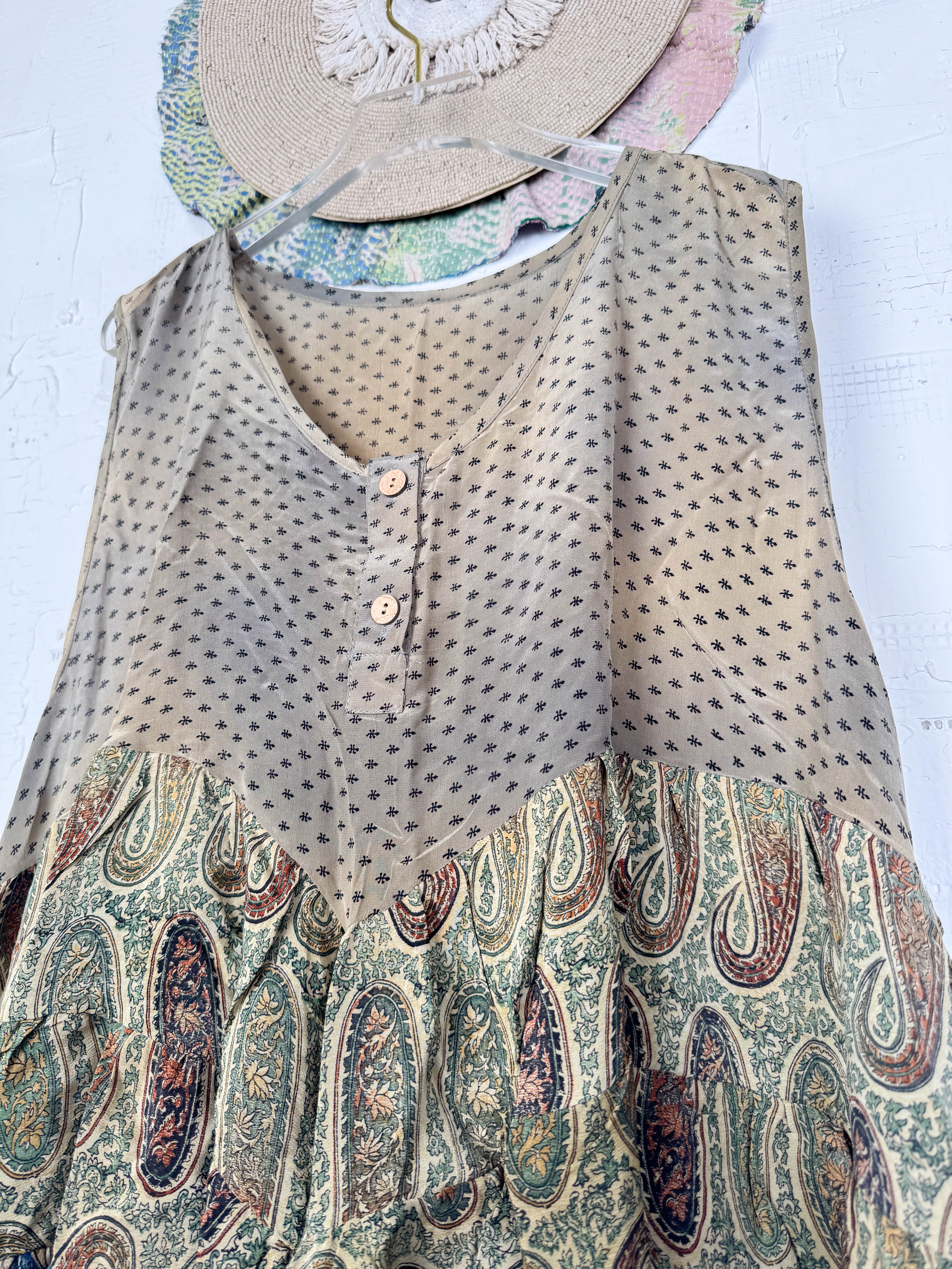 Festival style silk patchwork top - Love Protect Sustain