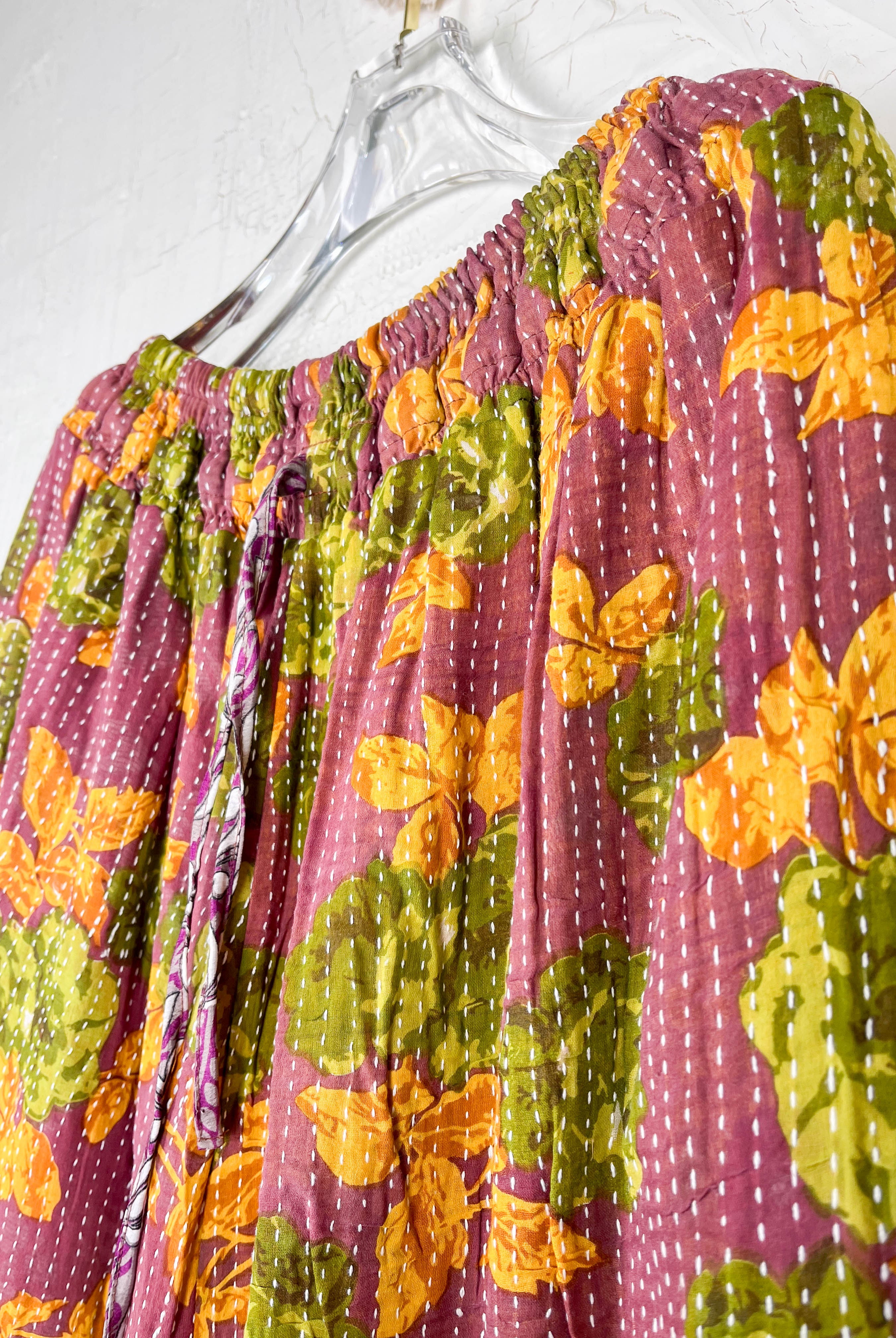 Floral Kantha Ruffle Pants - Love Protect Sustain