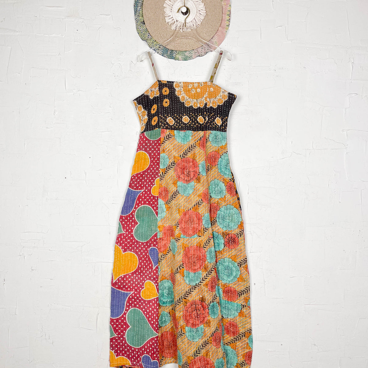 Kantha Strap Long Dress Vintage Baby peach main image 0