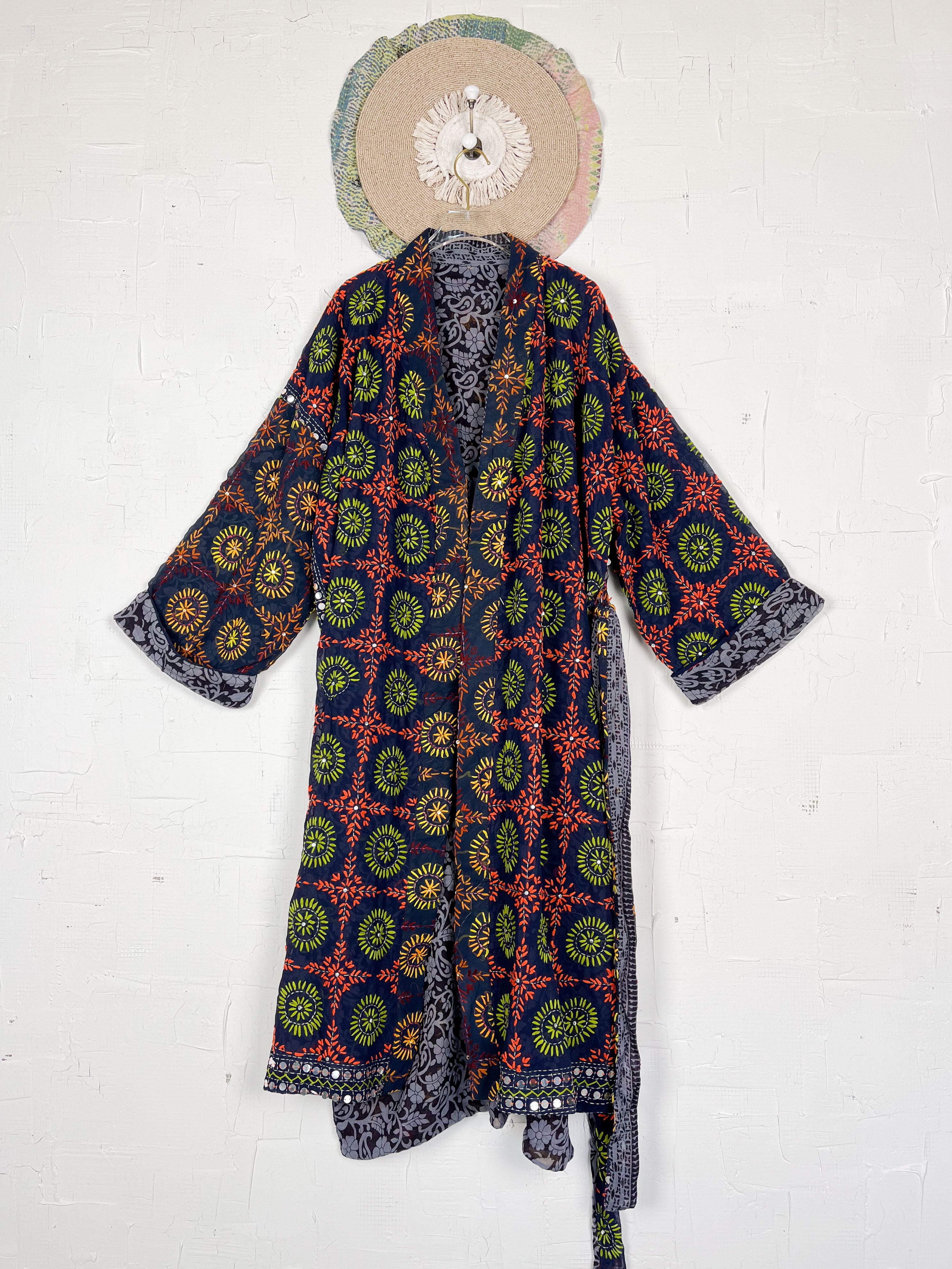 Floral Phulkari kimono - Love Protect Sustain