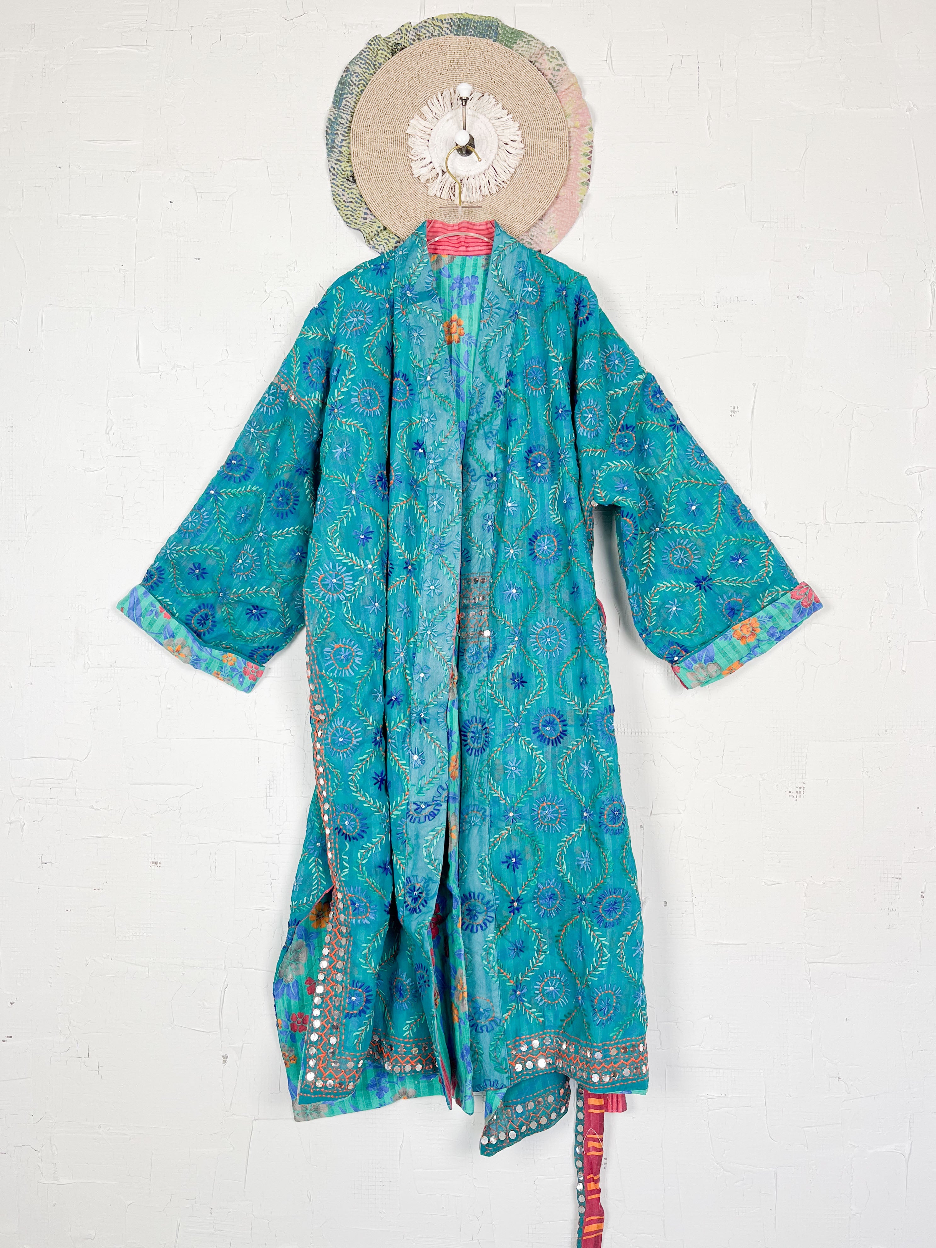 Floral Phulkari kimono - Love Protect Sustain