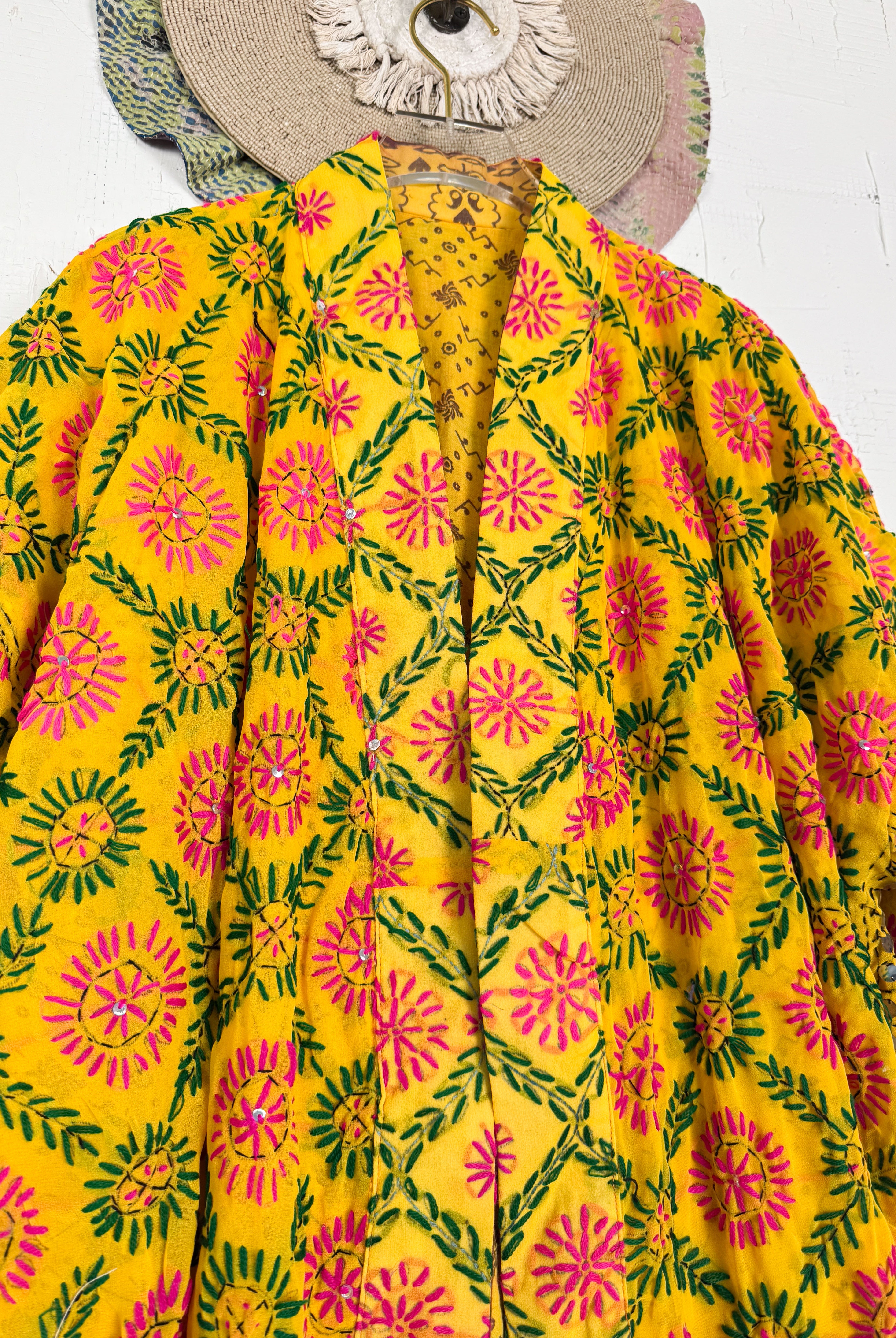 Floral Phulkari kimono - Love Protect Sustain