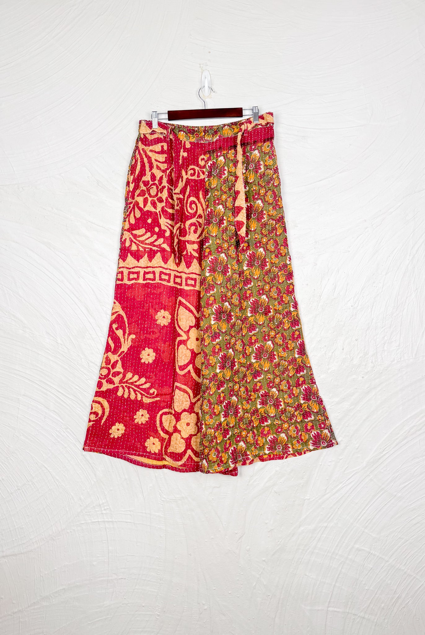 Floral Red Kantha Pants - Love Protect Sustain