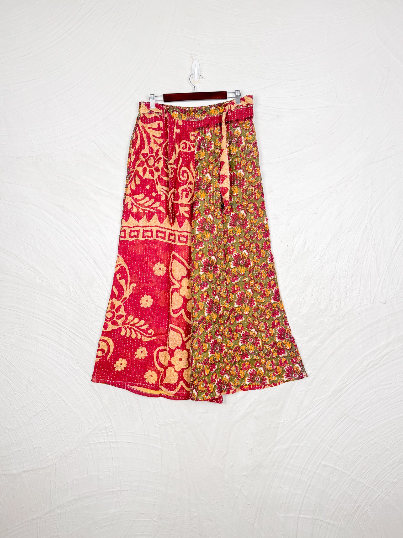 Floral Red Kantha Pants - Love Protect Sustain