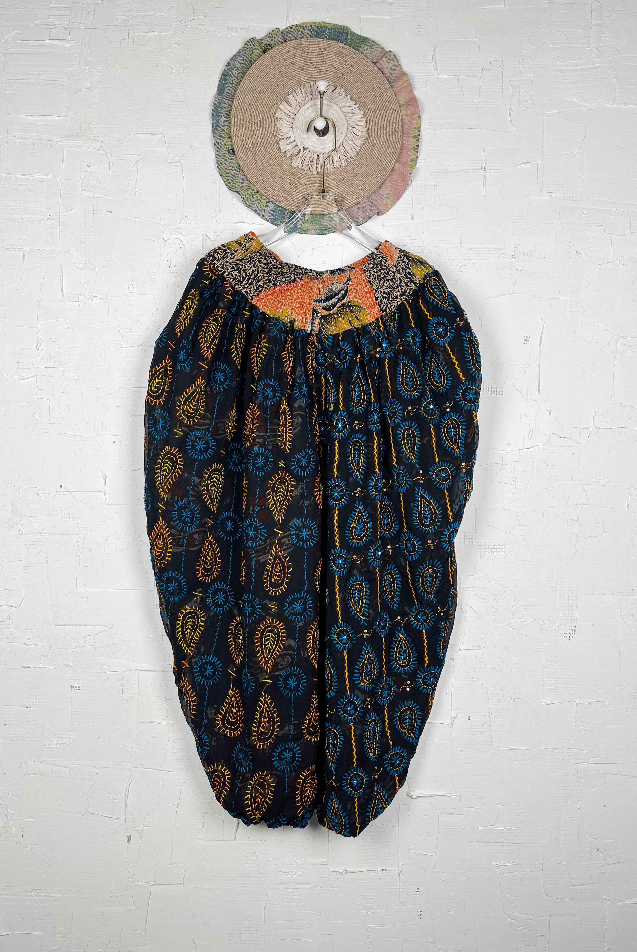 Floral embroidered harem pants- Love Protect Sustain