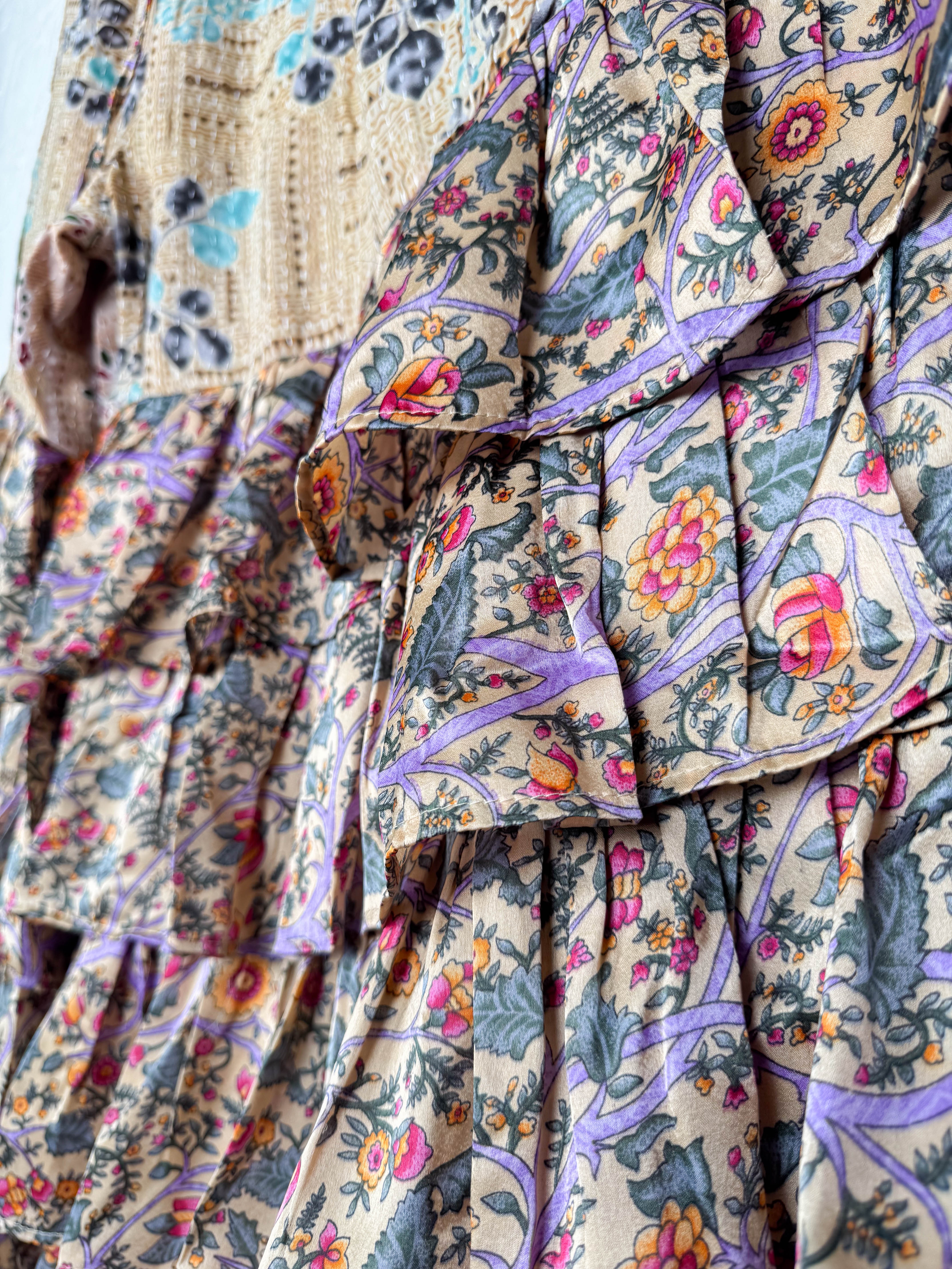 Floral kantha frill pants - Love Protect Sustain