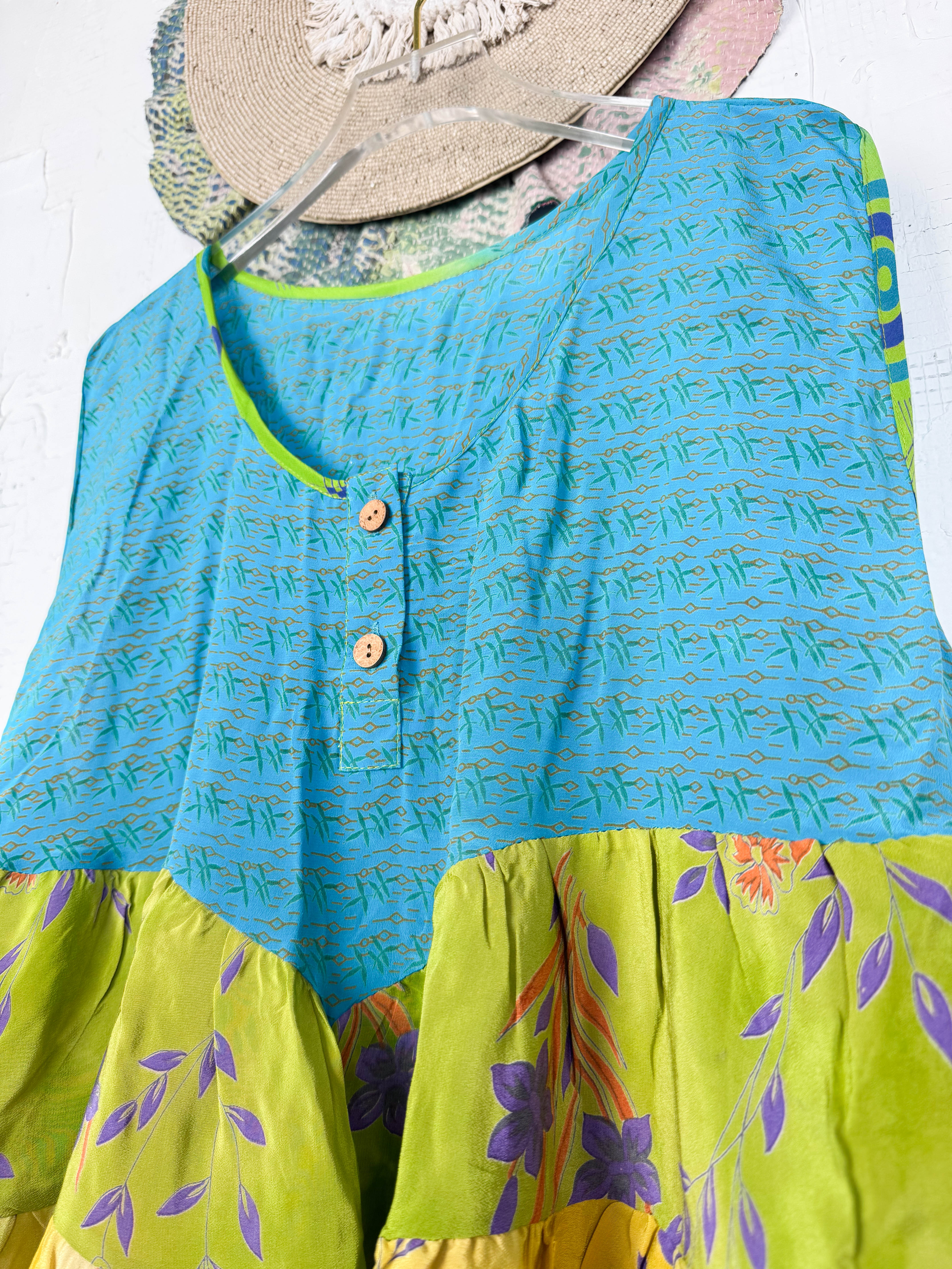 Floral patchwork silk top - Love Protect Sustain