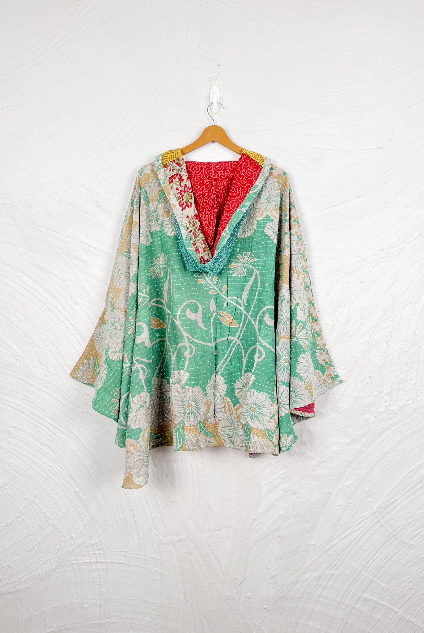 Green Boho Poncho - Love Protect Sustain