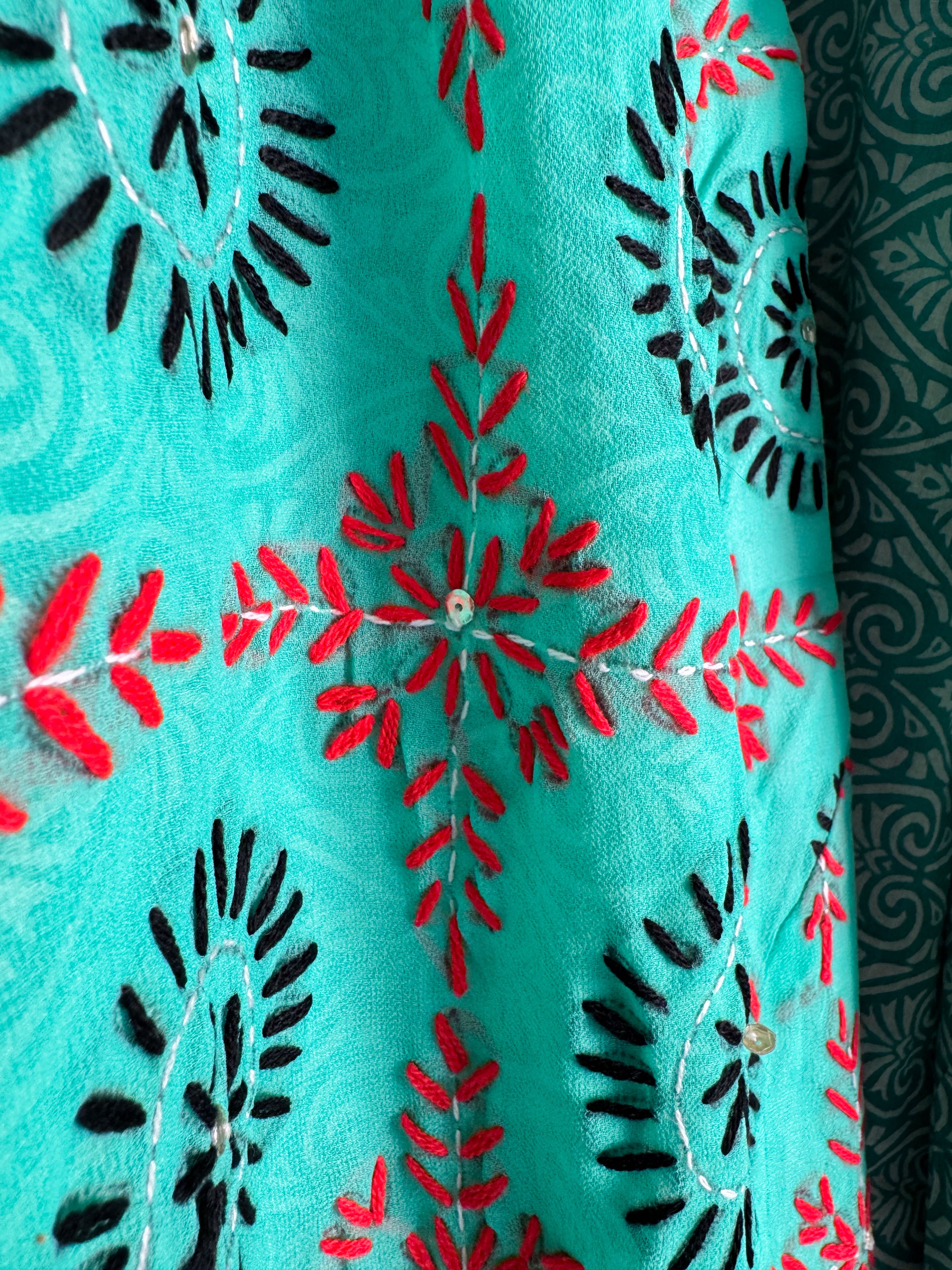 Green Floral Robe - Love Protect Sustain