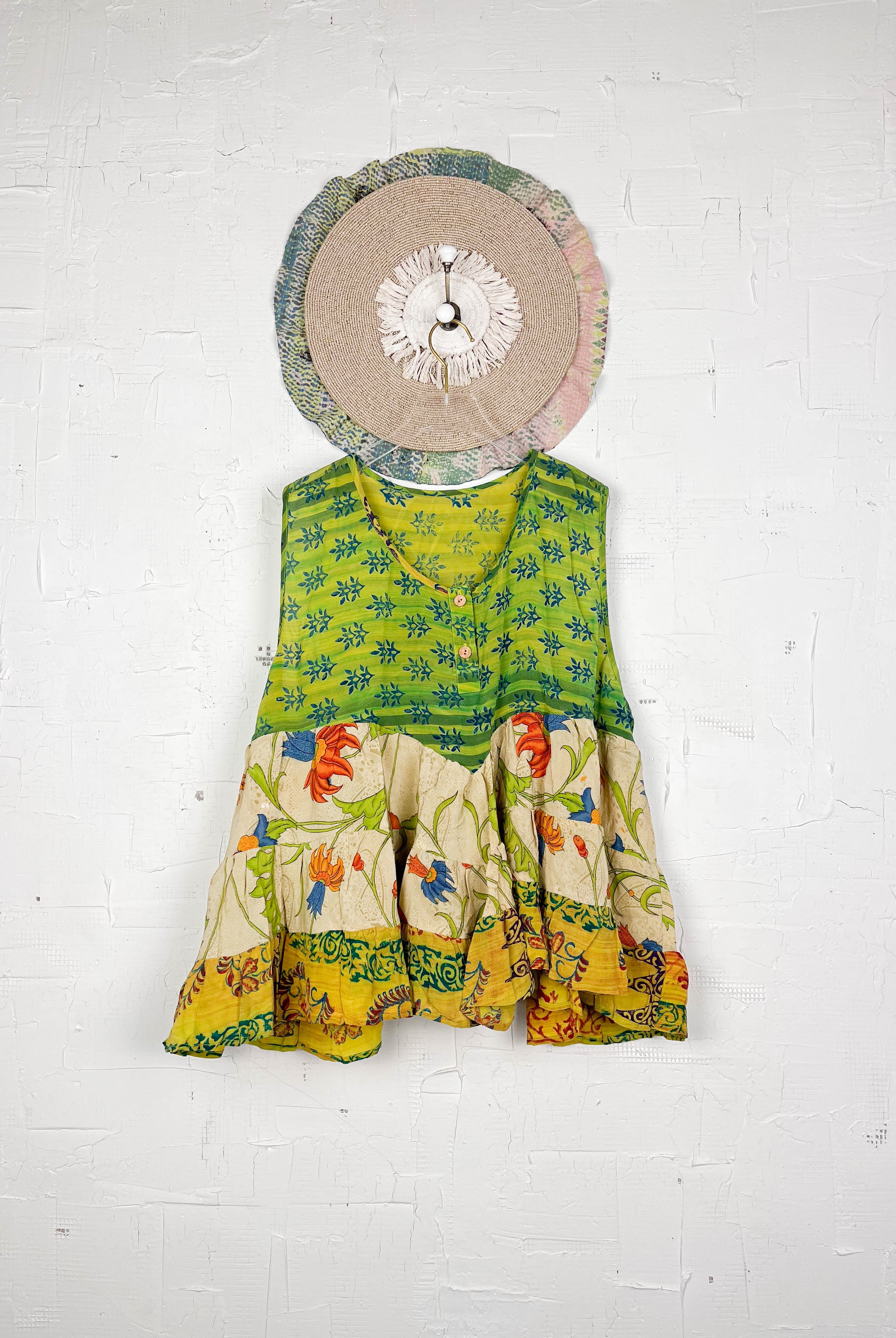 Green Floral Silk Top - Love Protect Sustain