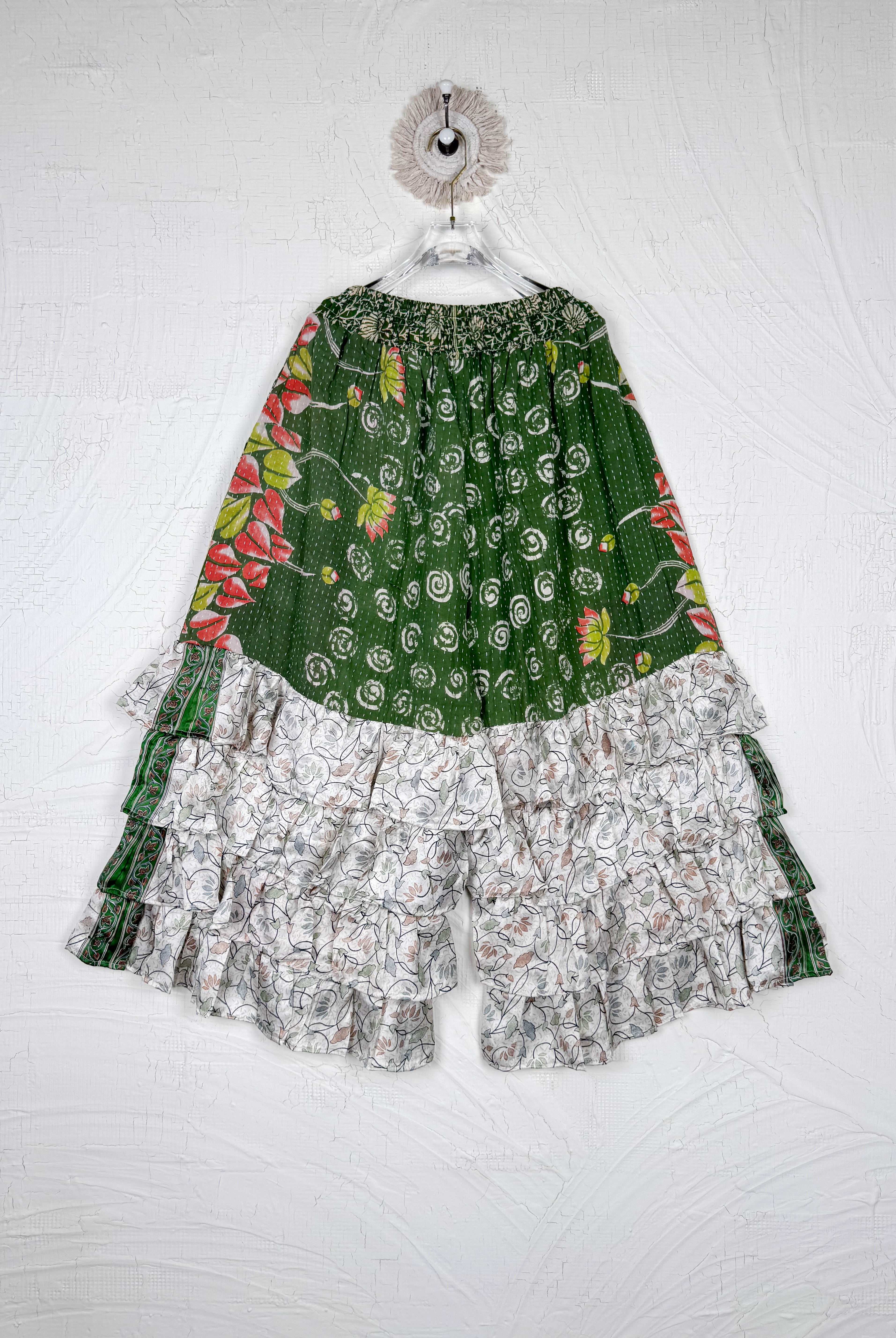 Green Kantha Boho Pants - Love Protect Sustain