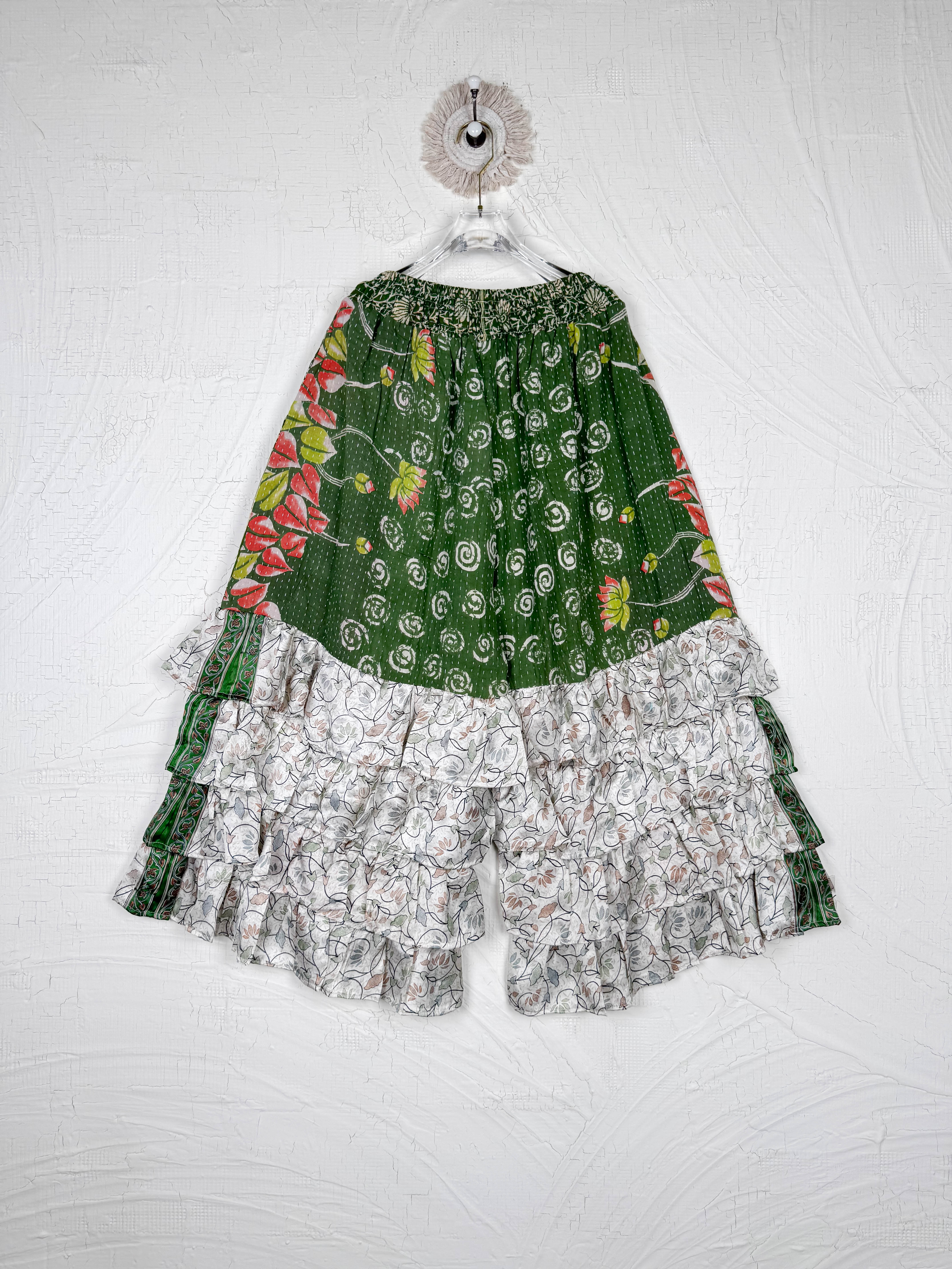 Green Kantha Boho Pants - Love Protect Sustain