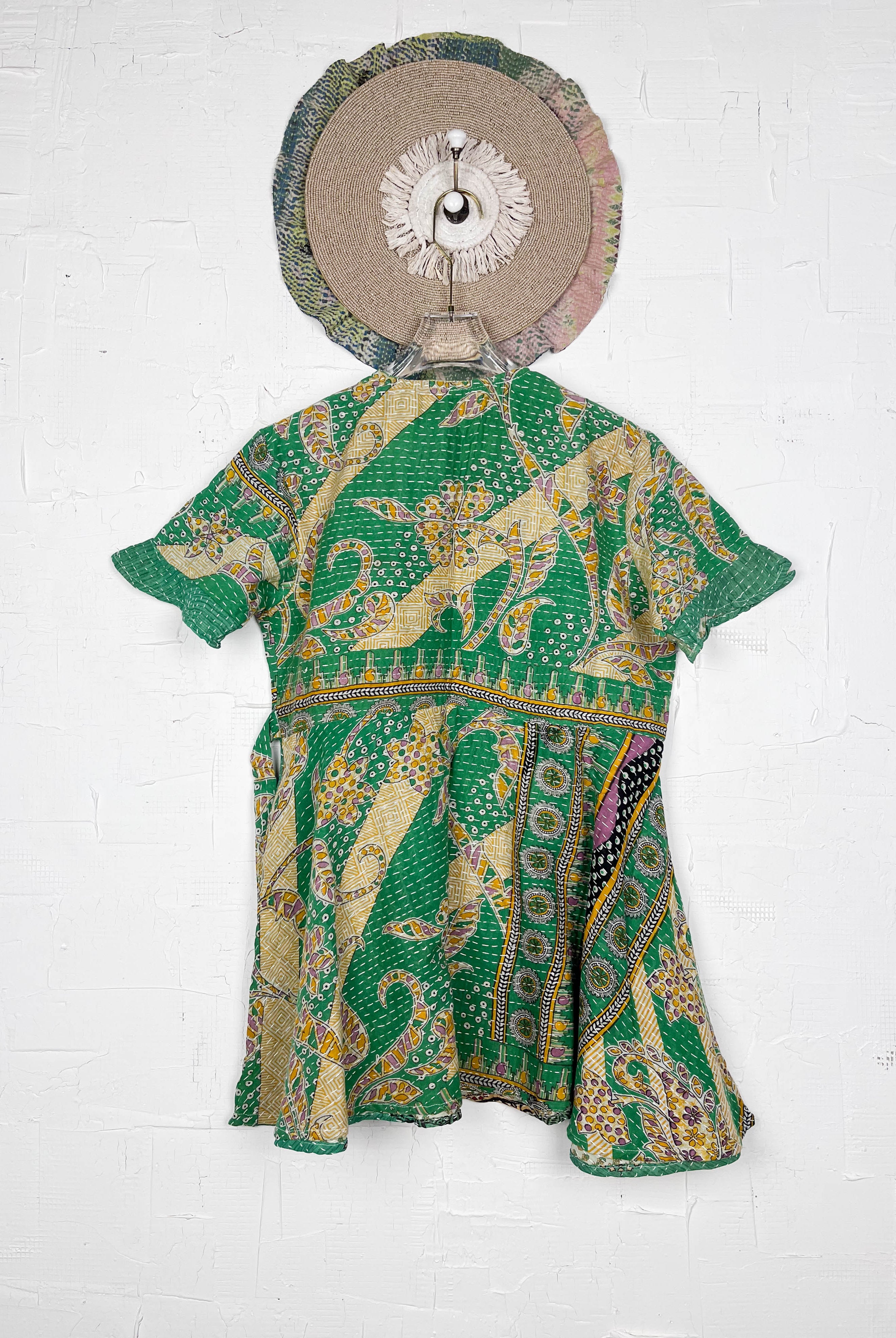 Green Kantha Dress - Love Protect Sustain