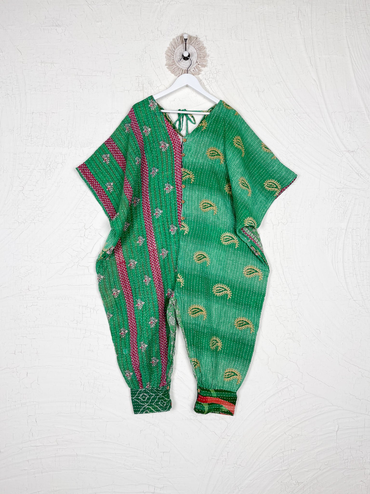 Green Kantha Jumper - Love Protect Sustain