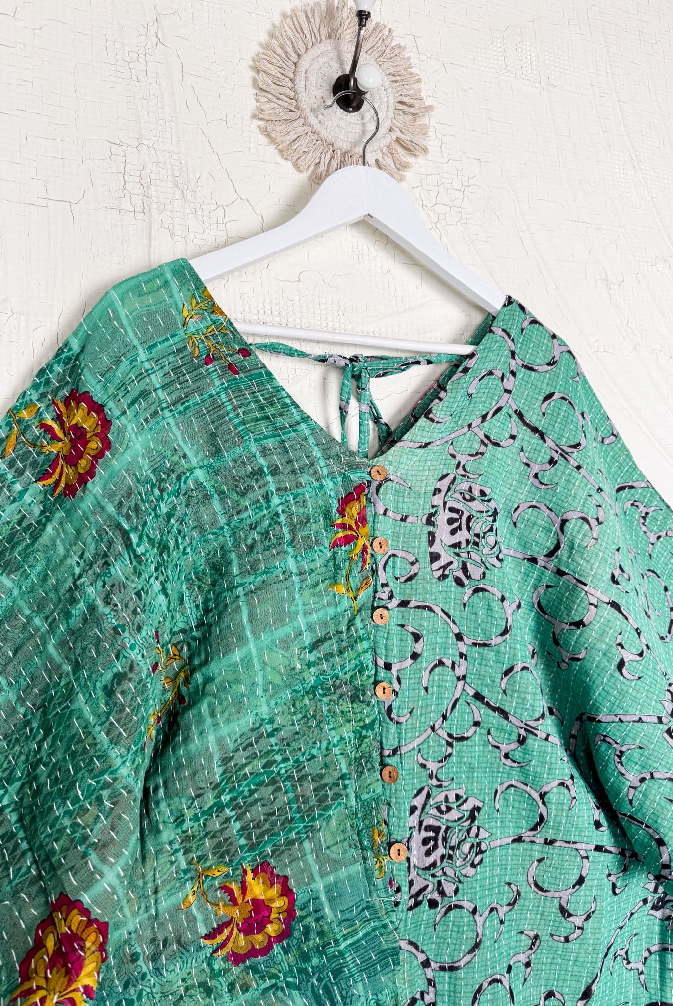 Green Kantha Jumpsuit - Love Protect Sustain