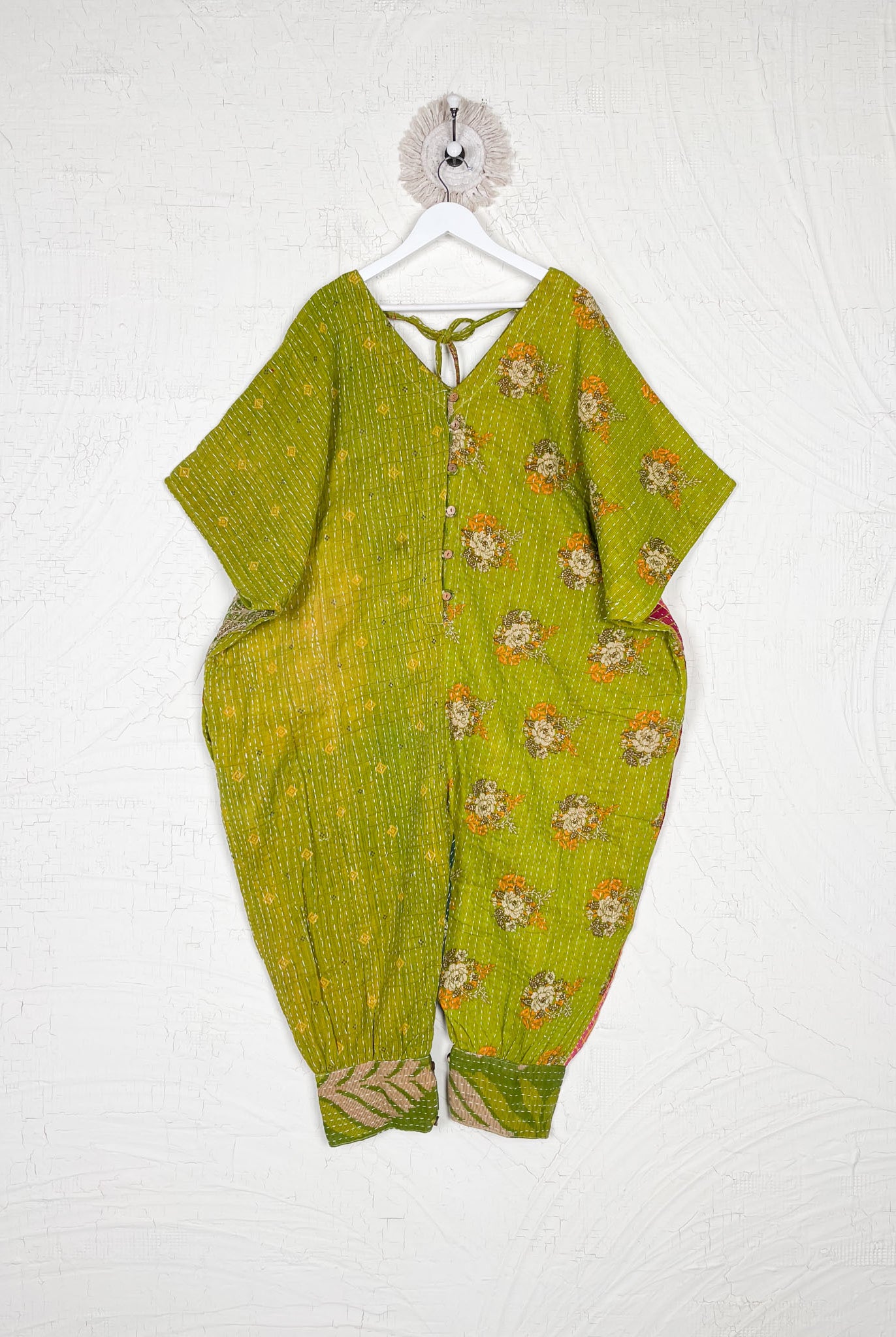 Green Kantha Jumpsuit - Love Protect Sustain