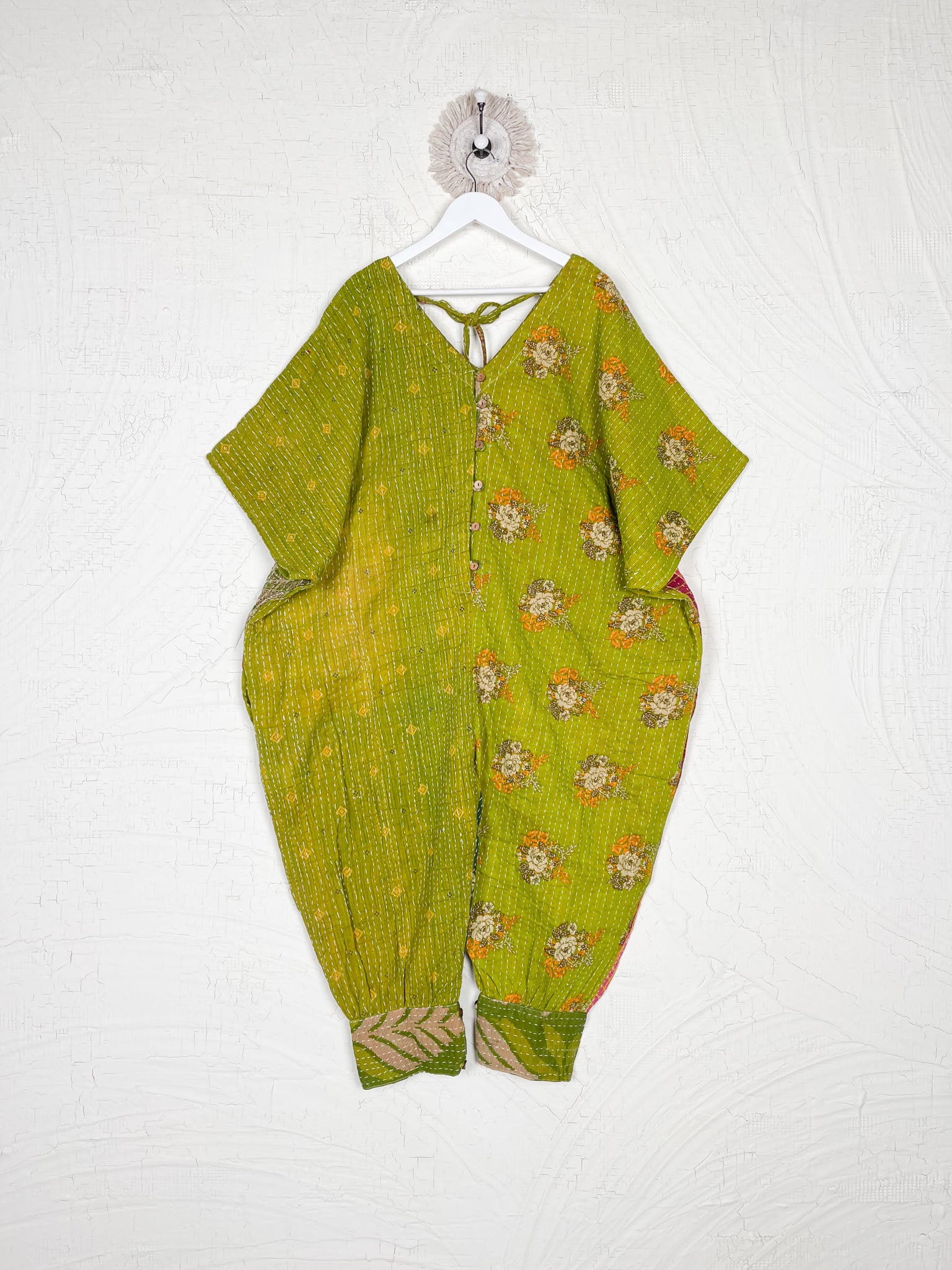 Green Kantha Jumpsuit - Love Protect Sustain