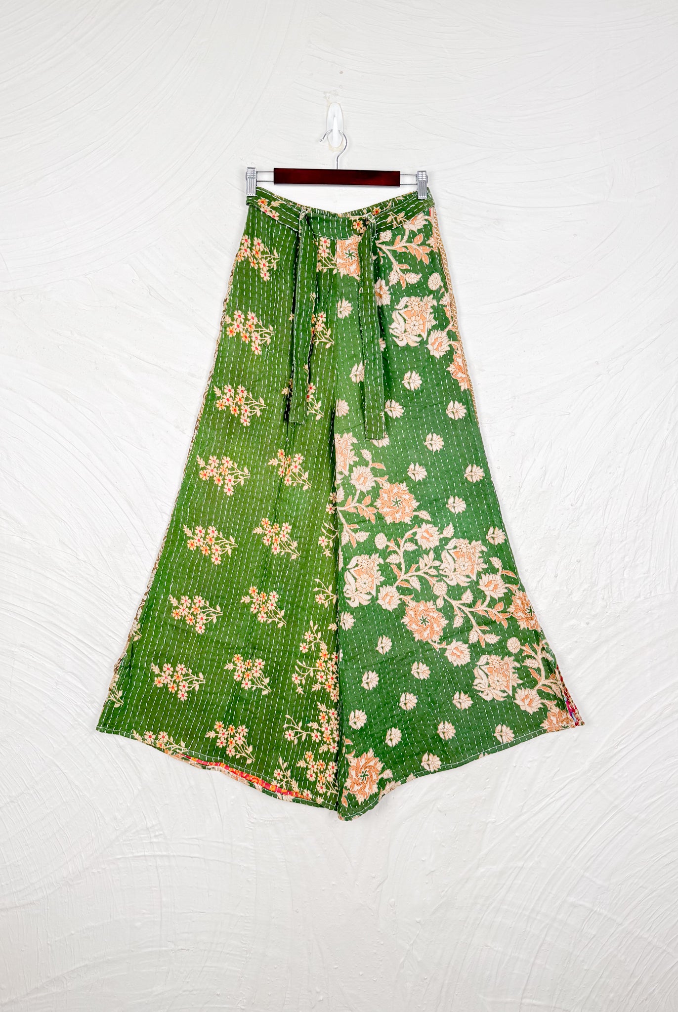 Green Kantha Pants - Love Protect Sustain