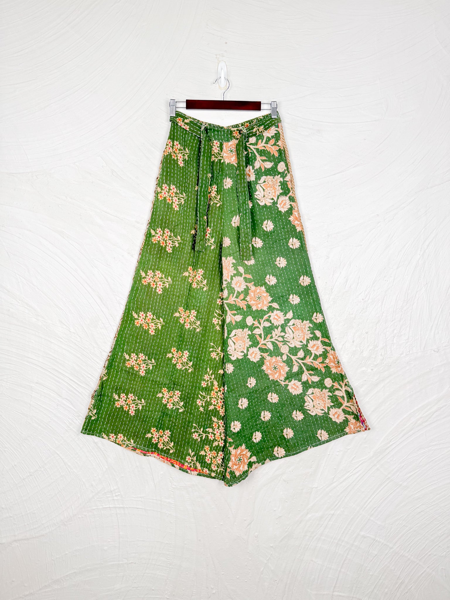 Green Kantha Pants - Love Protect Sustain
