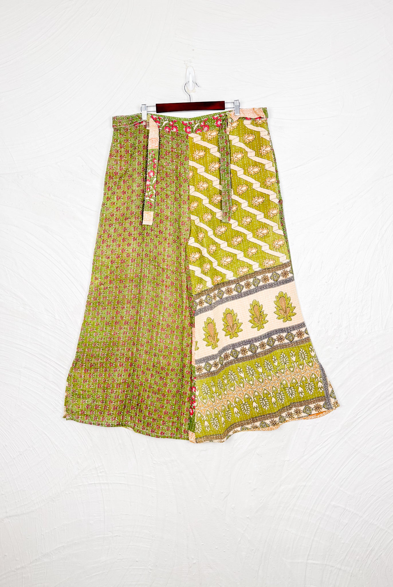 Green Kantha Pants - Love Protect Sustain