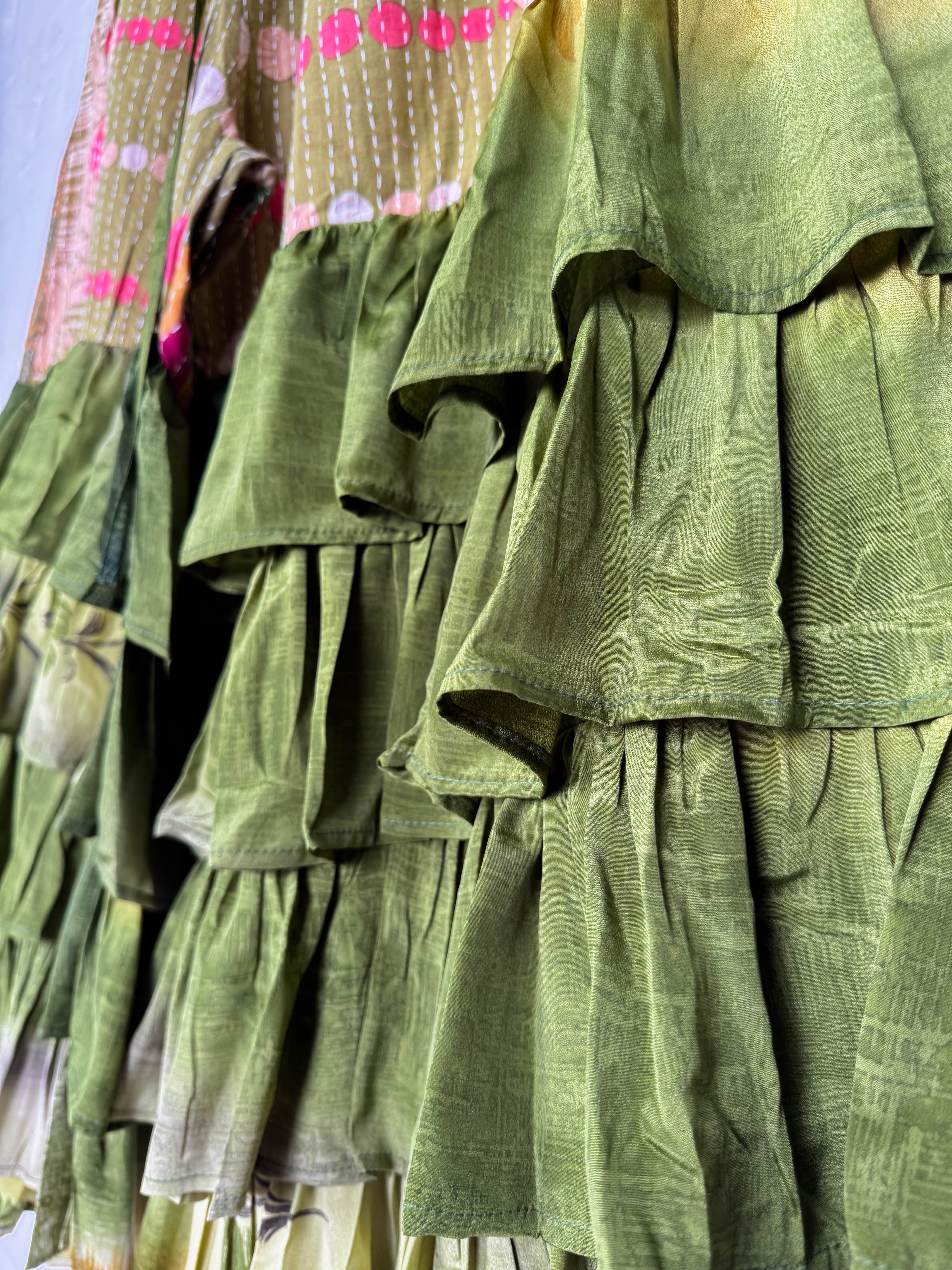 Green Kantha Pants - Love Protect Sustain