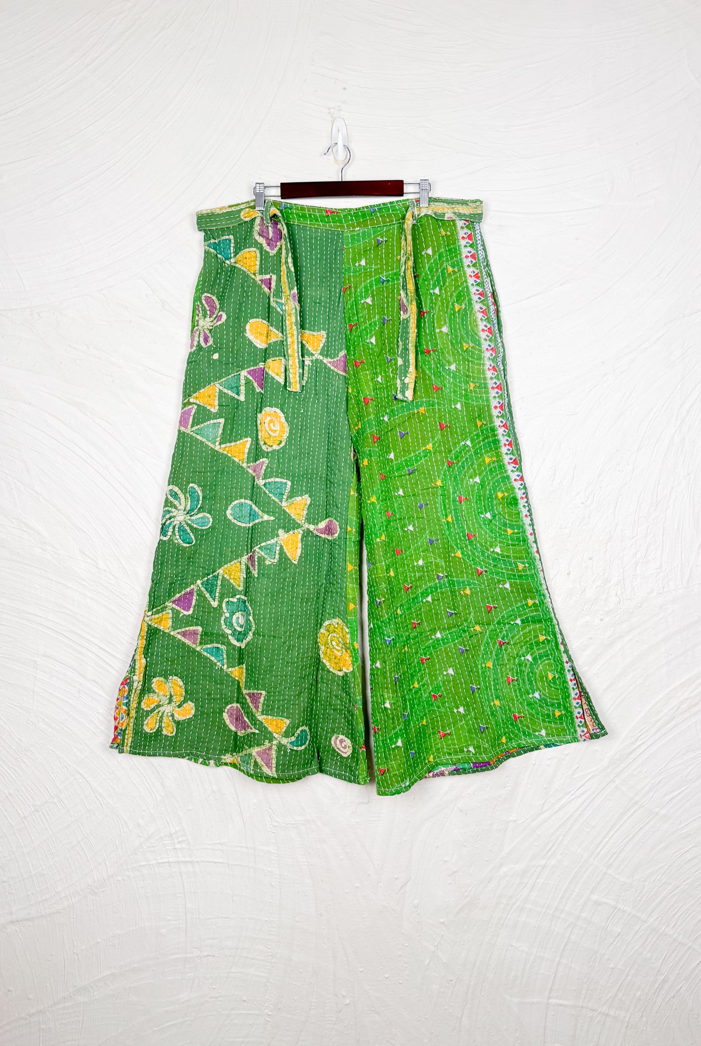 Green Kantha Pants - Love Protect Sustain
