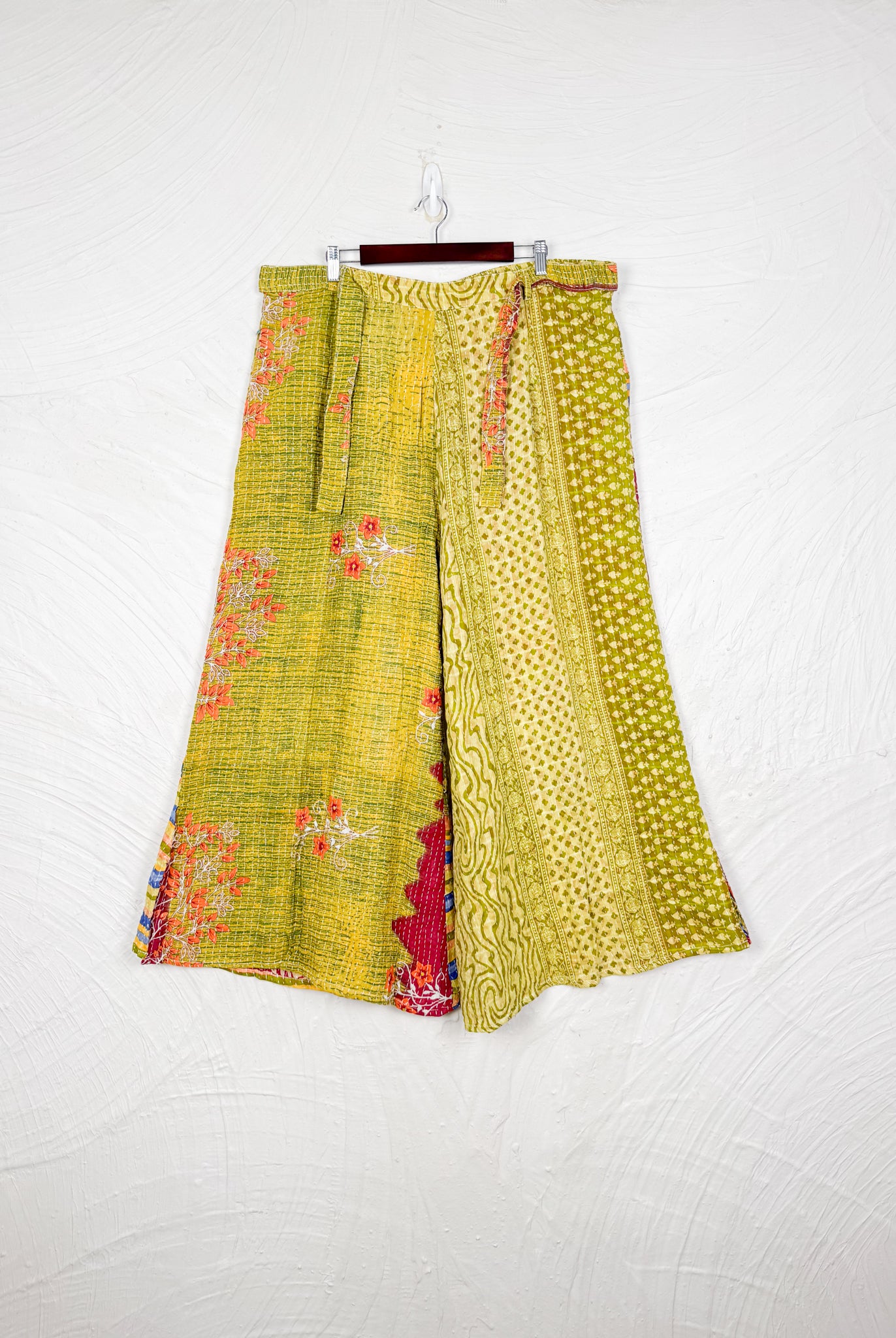 Green Kantha Pants - Love Protect Sustain