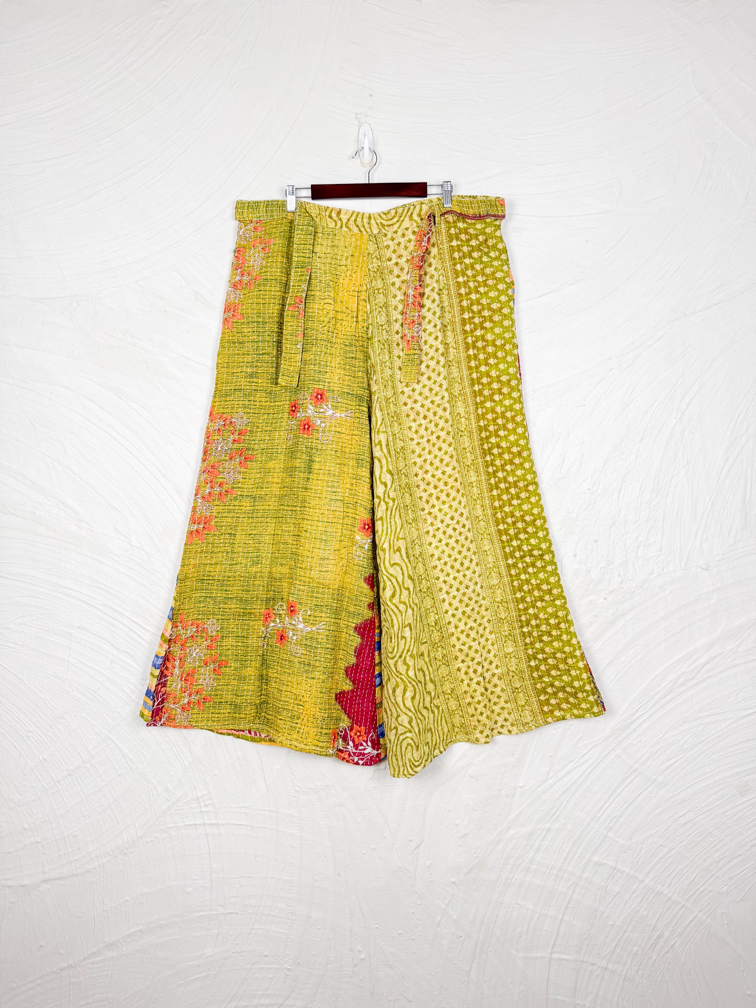Green Kantha Pants - Love Protect Sustain