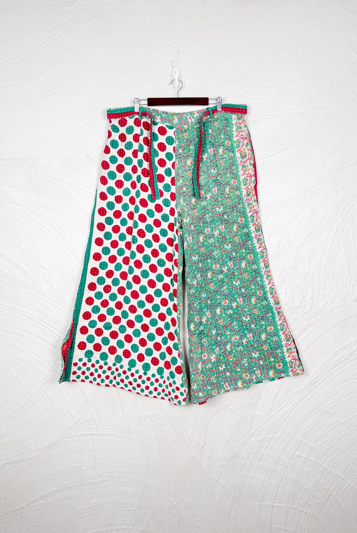 Green Kantha Pants - Love Protect Sustain
