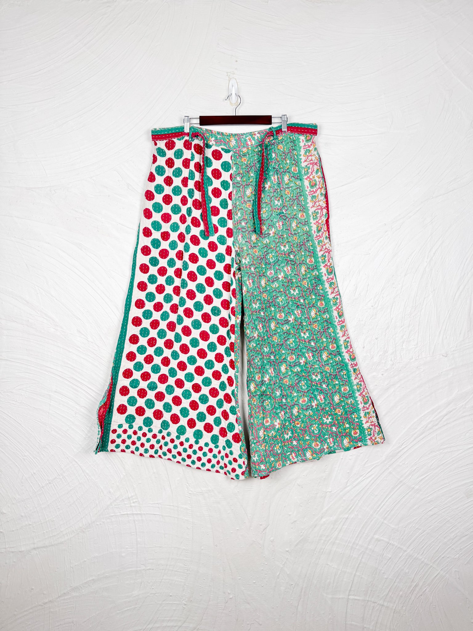 Green Kantha Pants - Love Protect Sustain