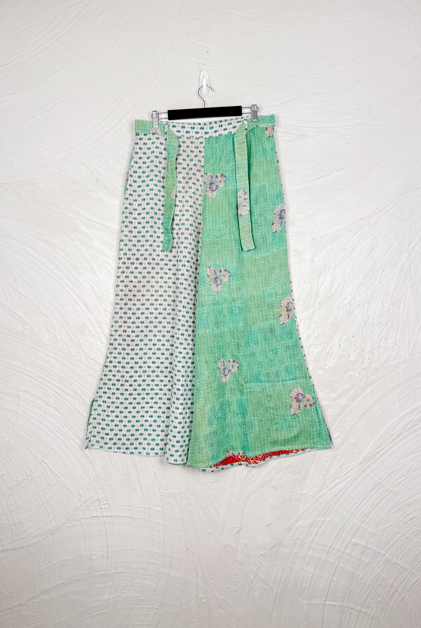Green Kantha Pants - Love Protect Sustain