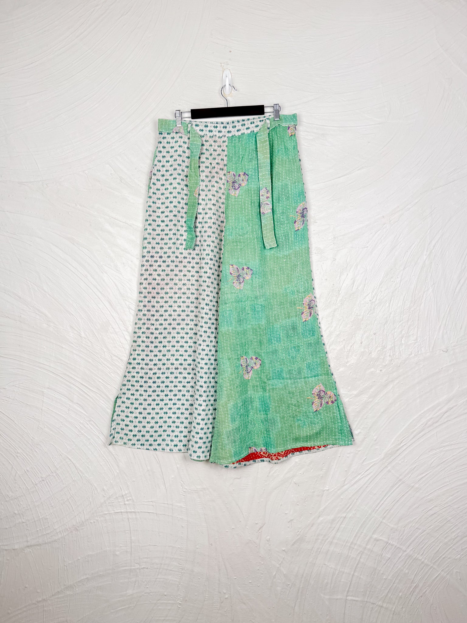 Green Kantha Pants - Love Protect Sustain