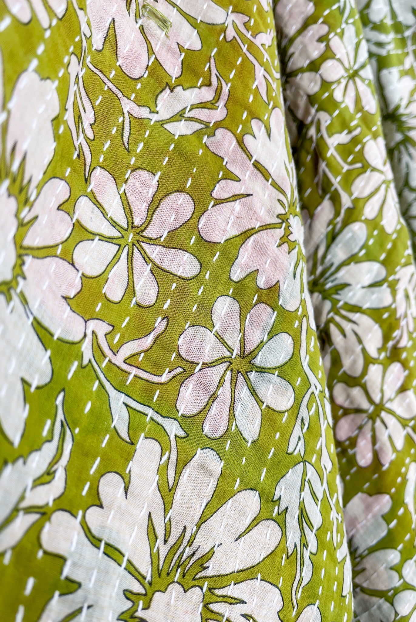 Green Kantha Poncho - Love Protect Sustain