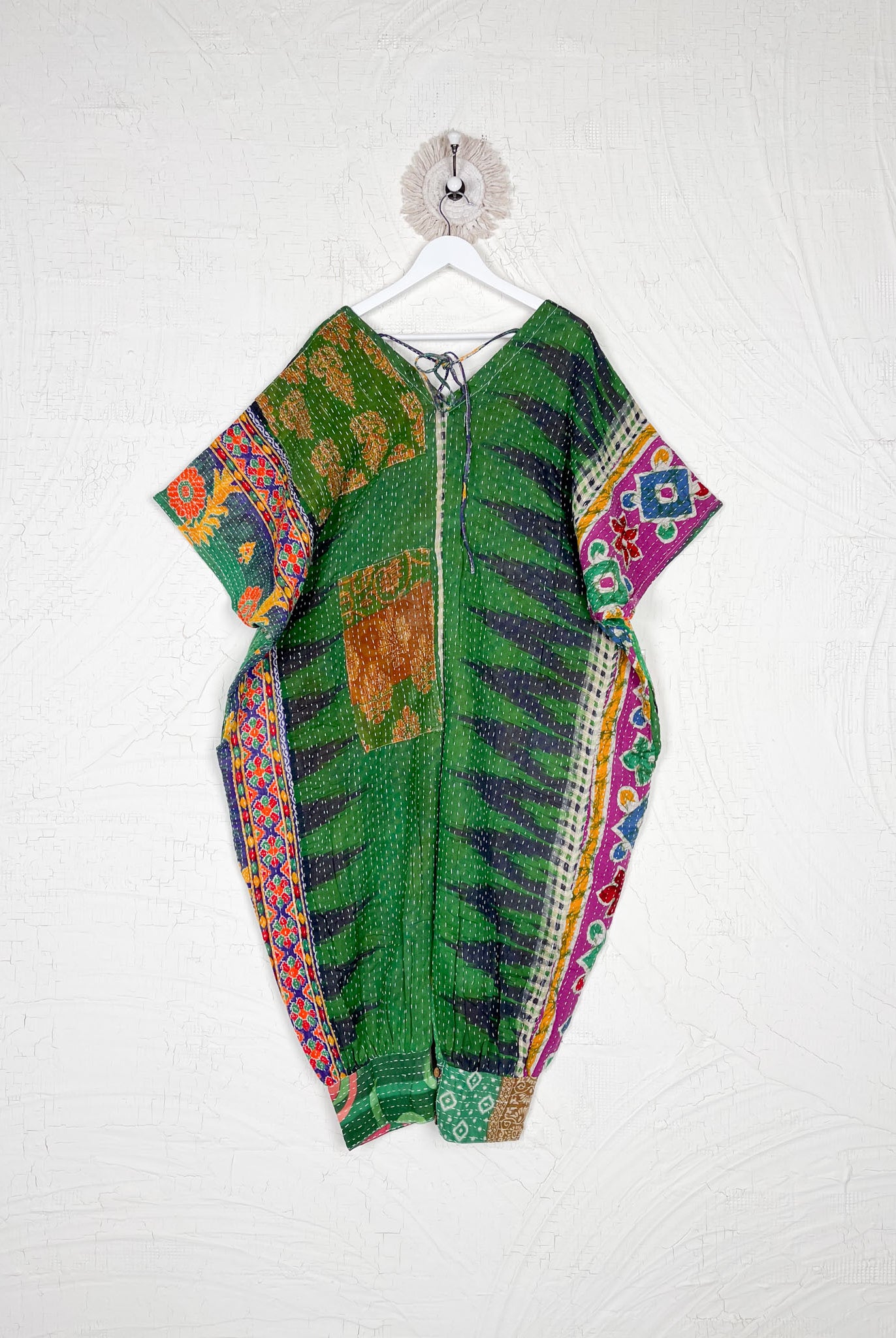 Green Kantha jumpsuit - Love Protect Sustain